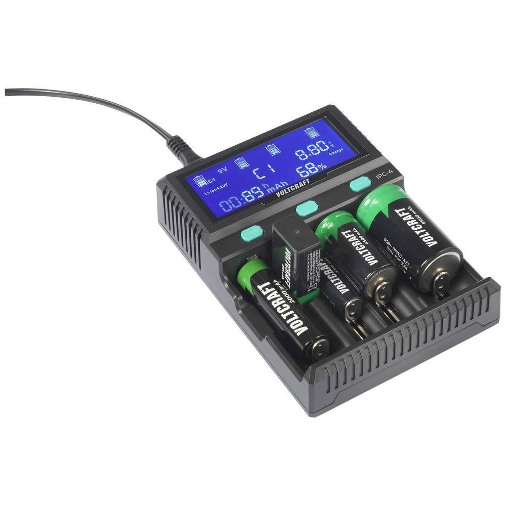 VOLTCRAFT Rundzellen-Ladegerät Li-Ion, NiCd, NiMH, LiFePO4 VC-14297085 Rundzellen-Lader (Akku-Diagnose, Akkuerkennung, Auffrischen / Regenerieren)