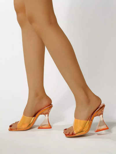 UE Stock Stylische Damen Sandalen Pumps Sommerschuhe 10 cm Absatz Gr. 37 Gelb Sandale für ein angenehmes Tragegefühl