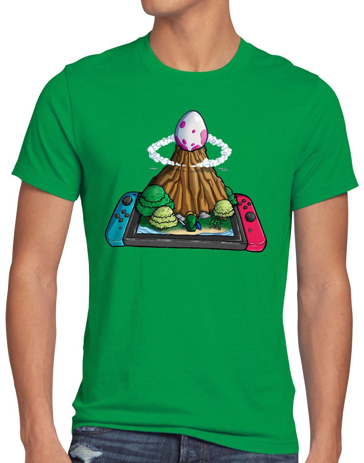 style3 Print-Shirt Herren T-Shirt Windfischei Switch link prinzessin awakening grün