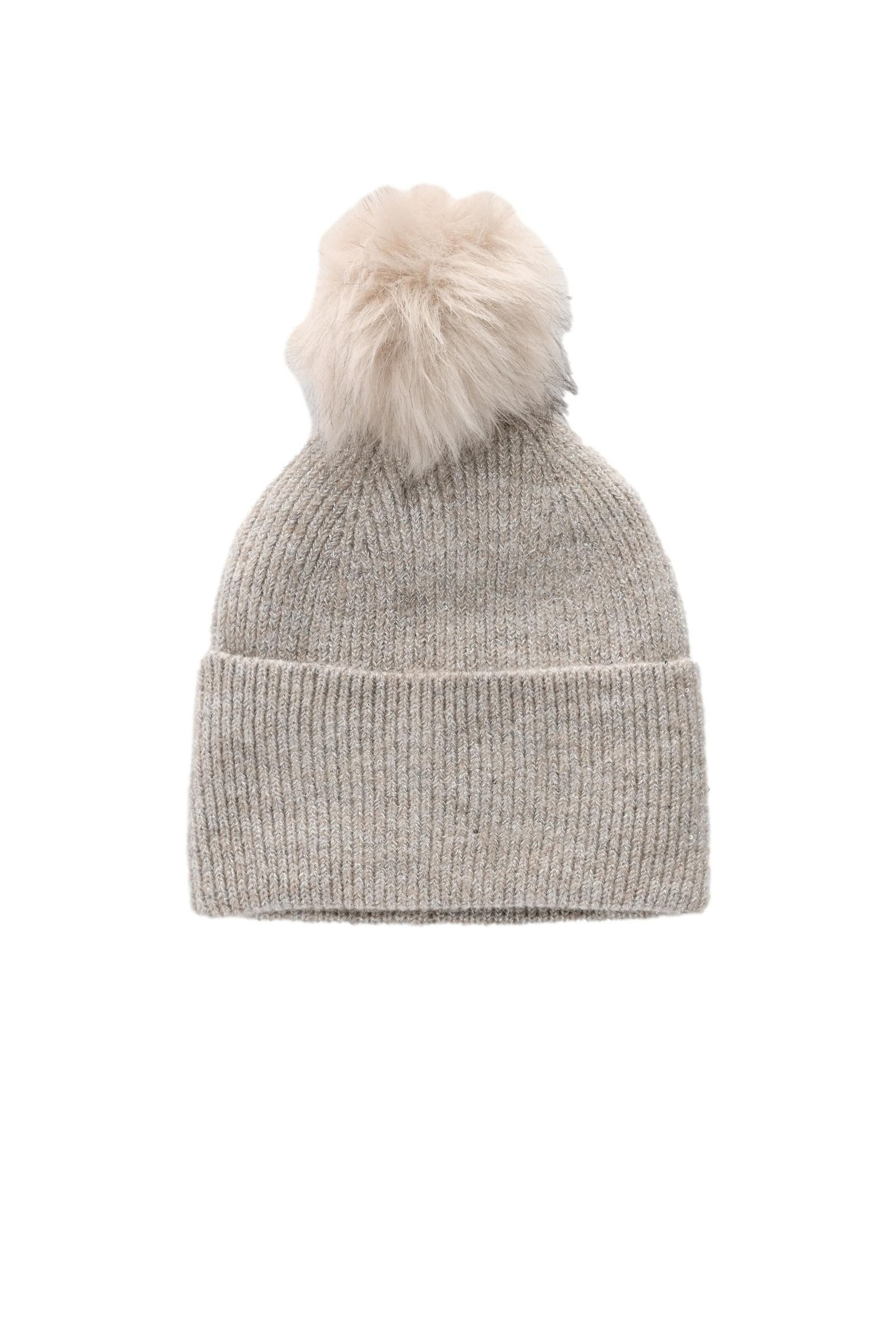 Next Bommelmütze Glitzernde Strickmütze mit Bommel (1-St)
