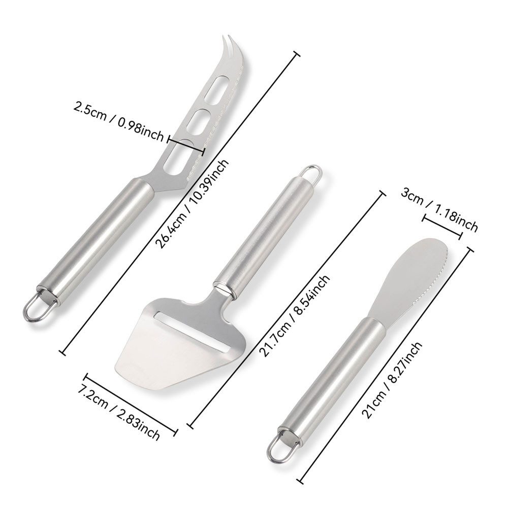 TUWENA Käsemesser 3 Stück Käsemesser Set, Käseschneider aus Edelstahl, Käse Werkzeuge