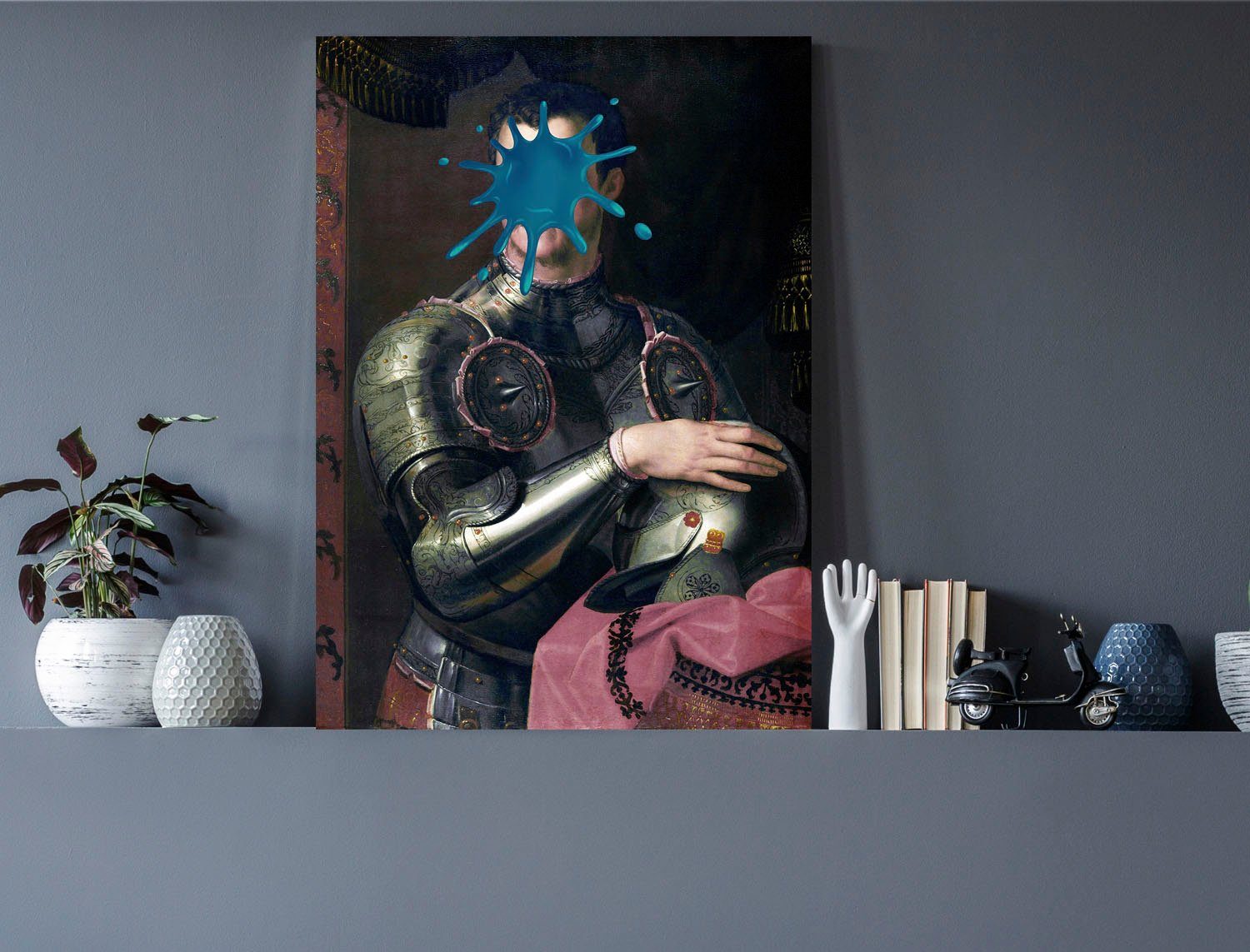 queence Acrylglasbild Ritter mit Farbklecks, Bilder von Männern, Formen, Gemälde, Historische Persönlichkeiten, Kunst, Mann, Ritter, Fine Art-Print in Galeriequalität