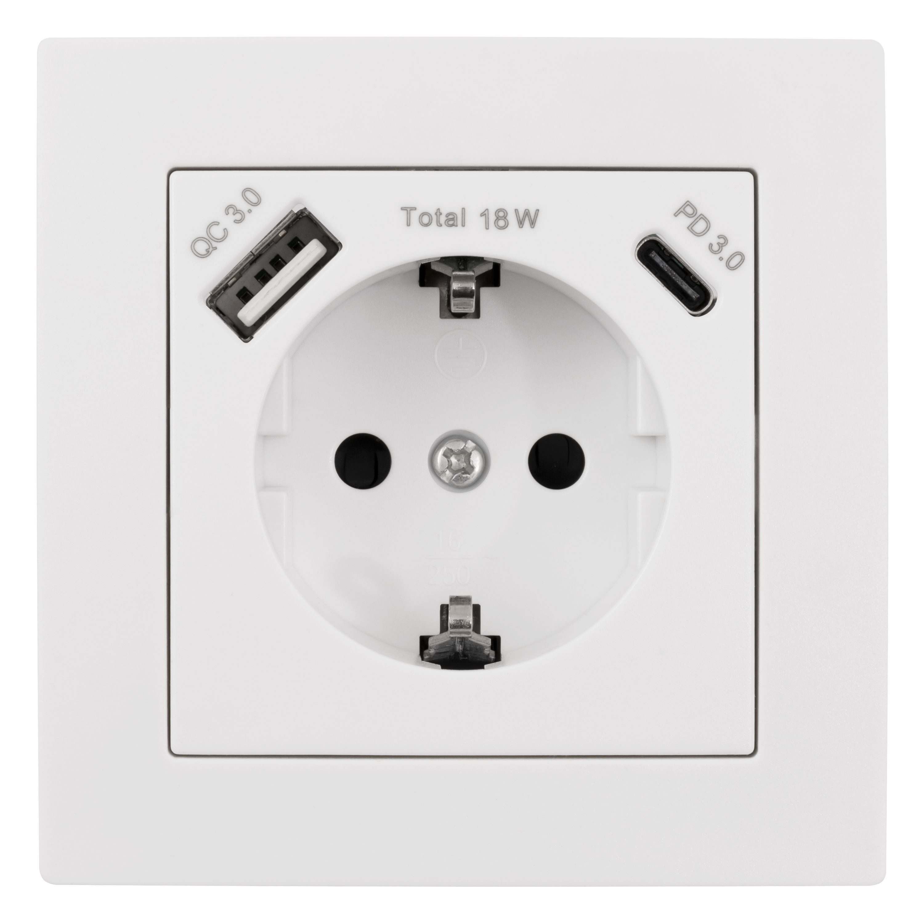 Lichtideen Schalter 7796 Levina Kunstst. Schukodose 230 Volt 16 Ampere 2xUSB QC3.0/PD3.0 (Taster, Schalter, Anennendose, Steckdose mit USB lieferbar)