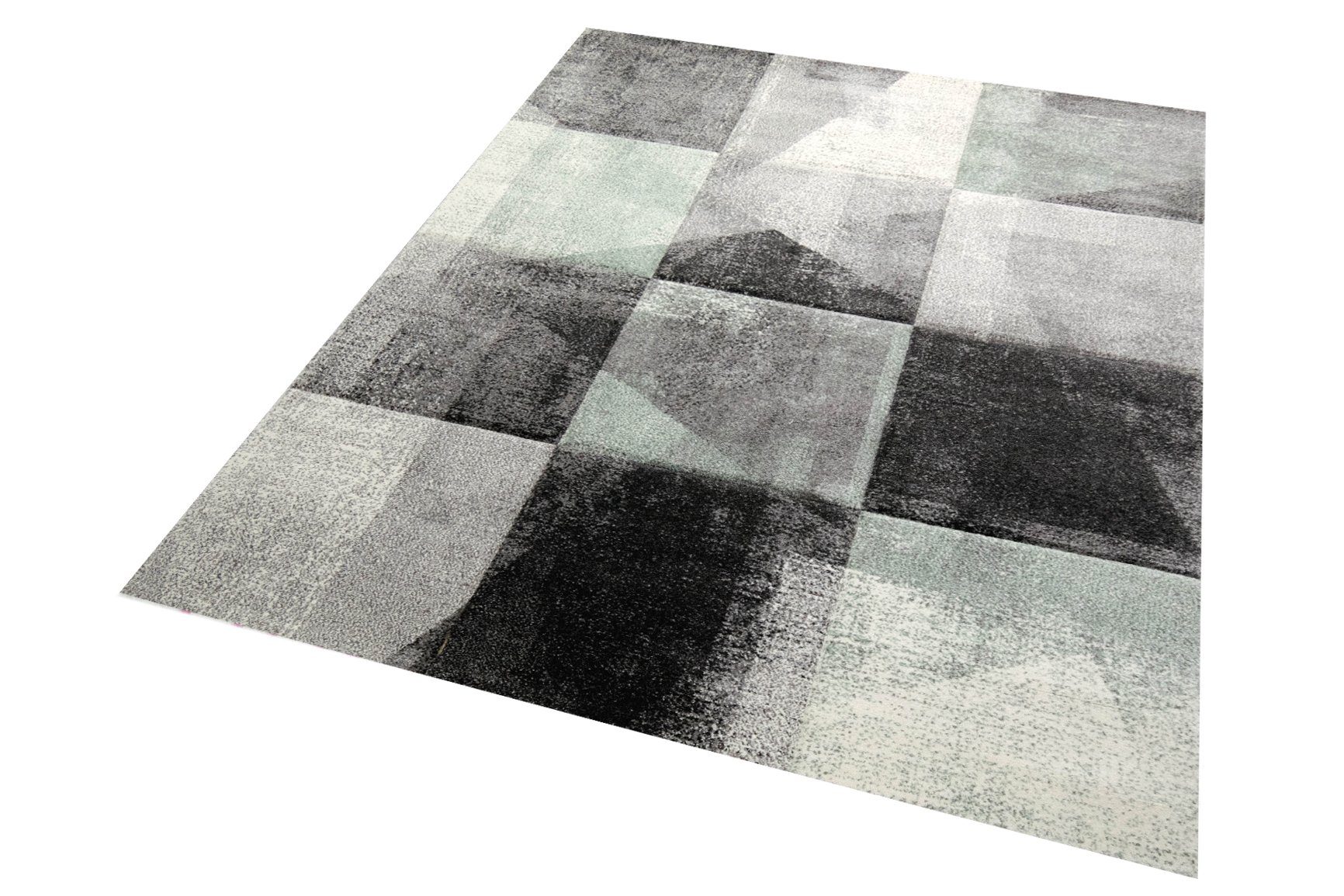 TeppichHome24 Teppich Teppich Karomuster in grau grün anthrazit, rechteckig günstig online kaufen