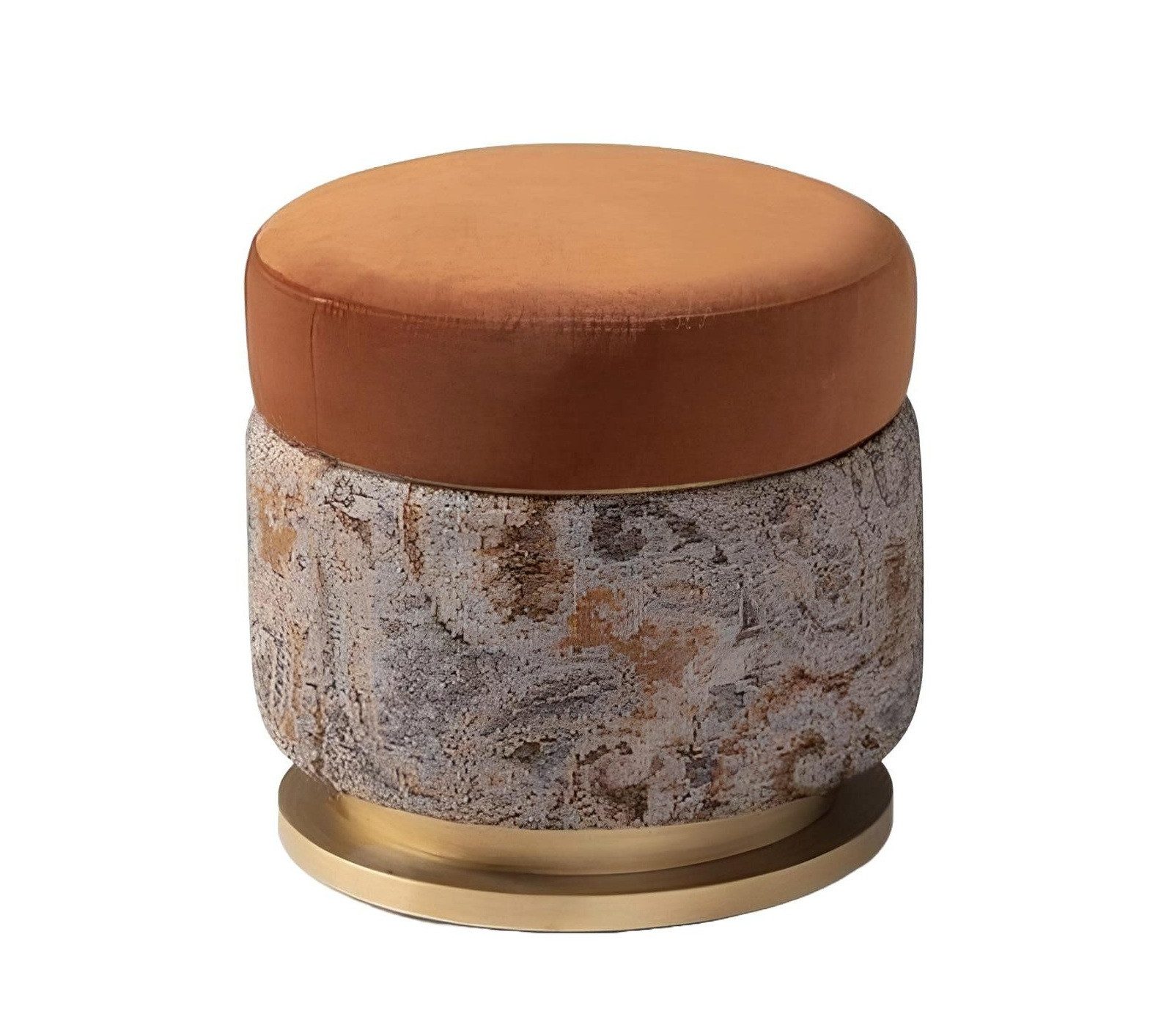 Xlmoebel Hocker Runder Sitzhocker aus orangefarbenem Stoff (Puff), Hergestellt in Europa