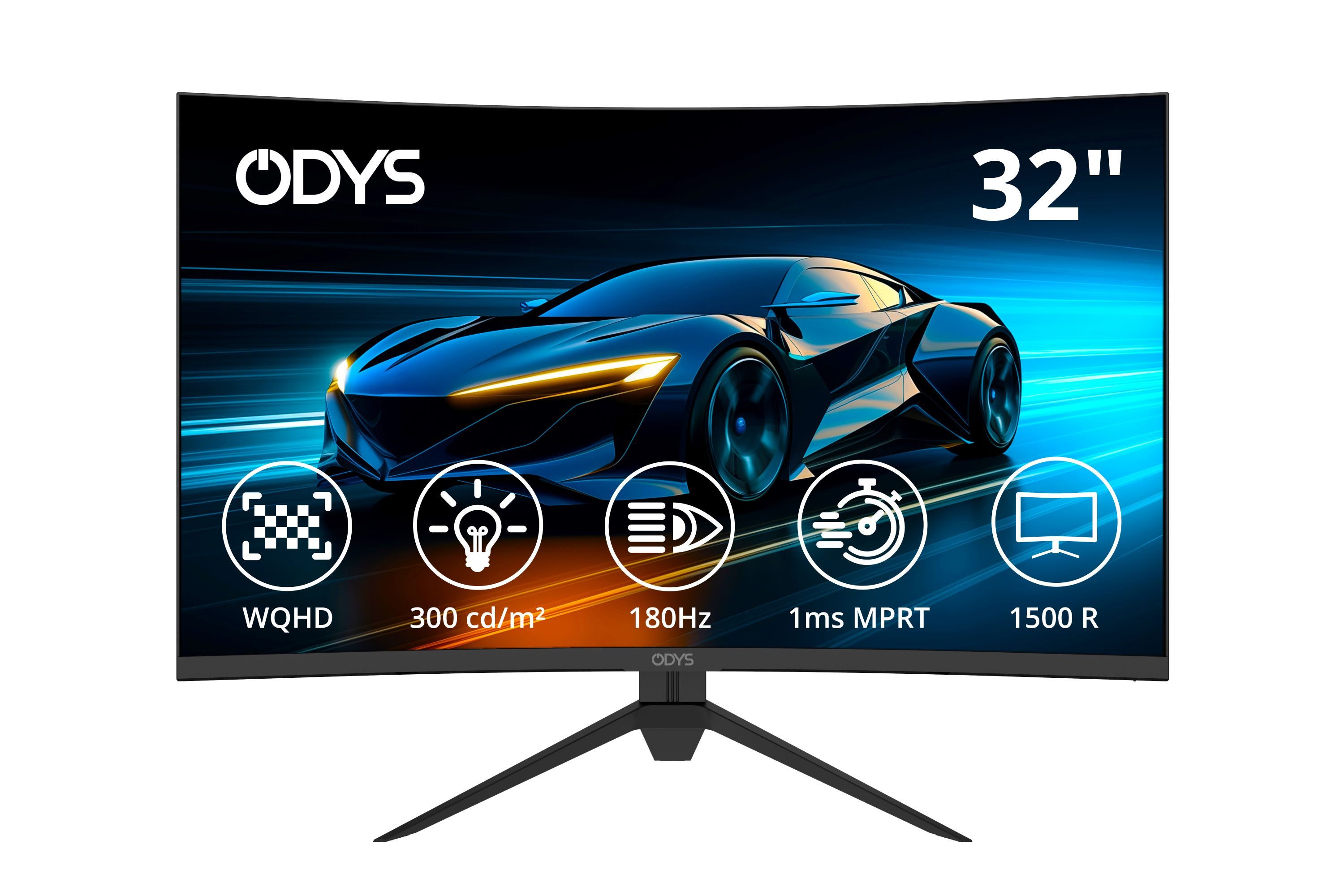 Odys XP32-X Curved-Gaming-Monitor (80 cm/32 ", 2560 x 1440 px, WQHD, 1 ms Reaktionszeit, 180 Hz, neigbar)