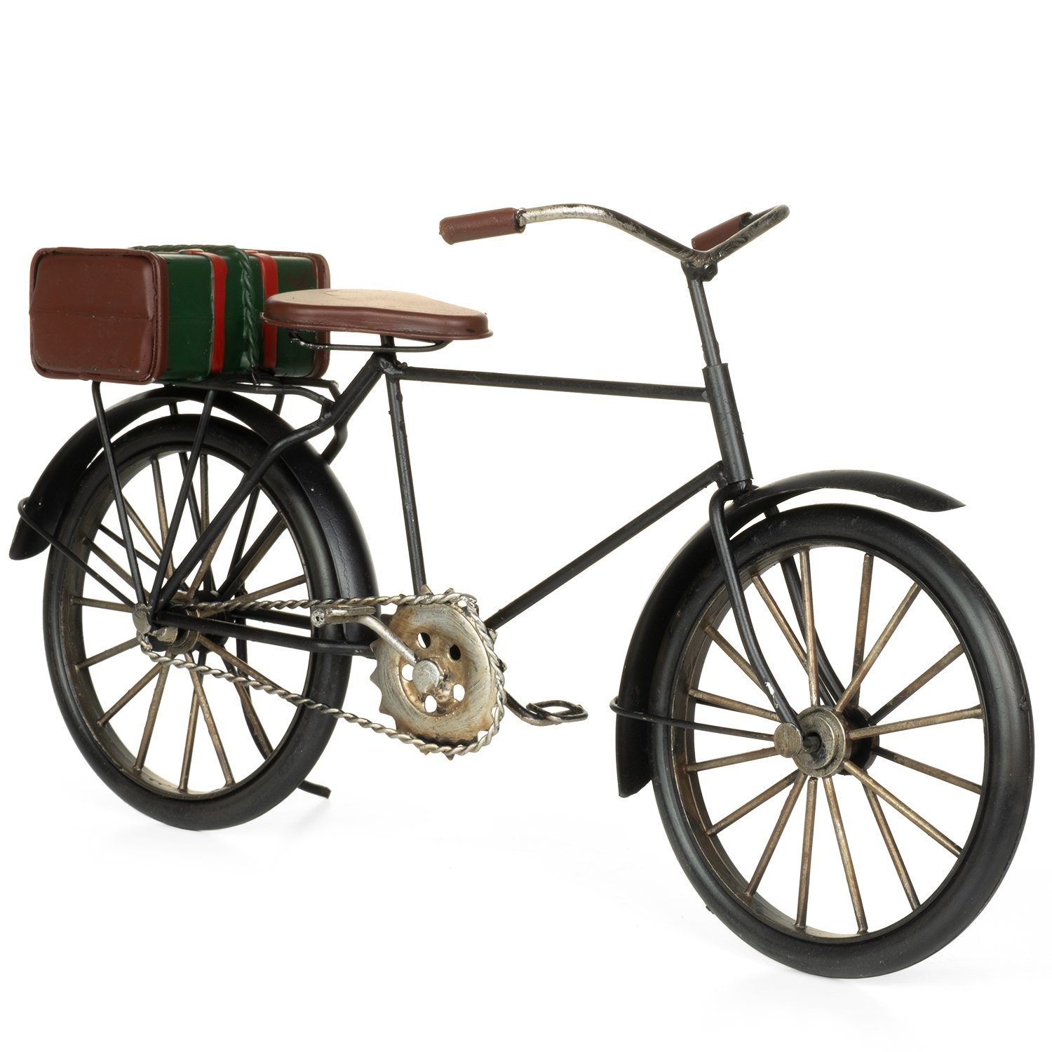 Dekoobjekt Blech-Deko Fahrrad mit Koffer schwarz