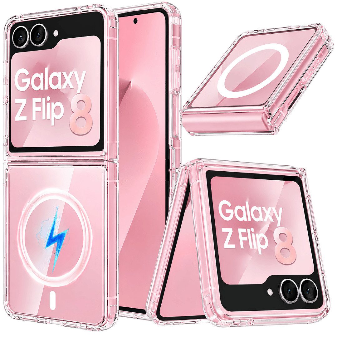 SmartUP Smartphone-Hülle für Samsung Galaxy Z Flip 8 MagSafe Silikon Case Slim Transparent 6,9, MagSafe-Technologie, präzise Aussparungen