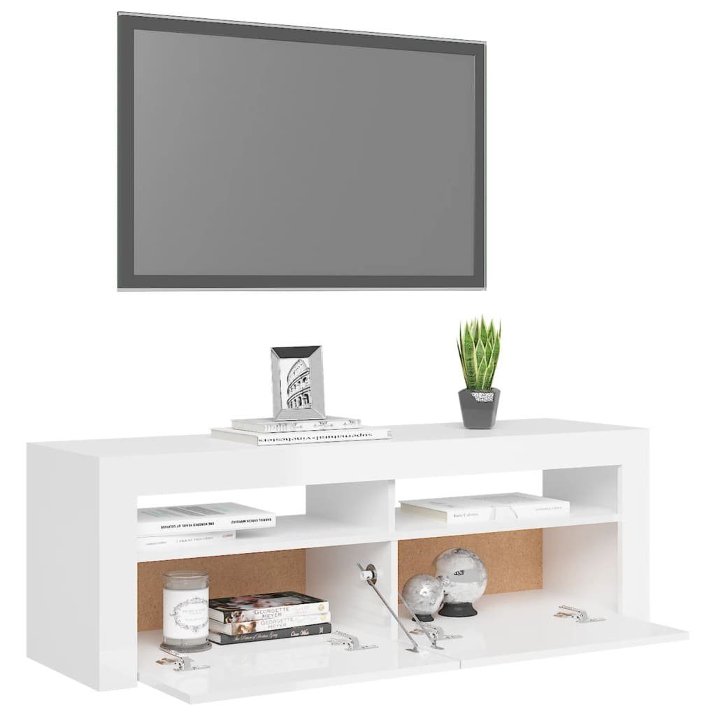 vidaXL TV-Schrank TV-Schrank mit LED-Leuchten Hochglanz-Weiß (1-St) 120x35x40 cm