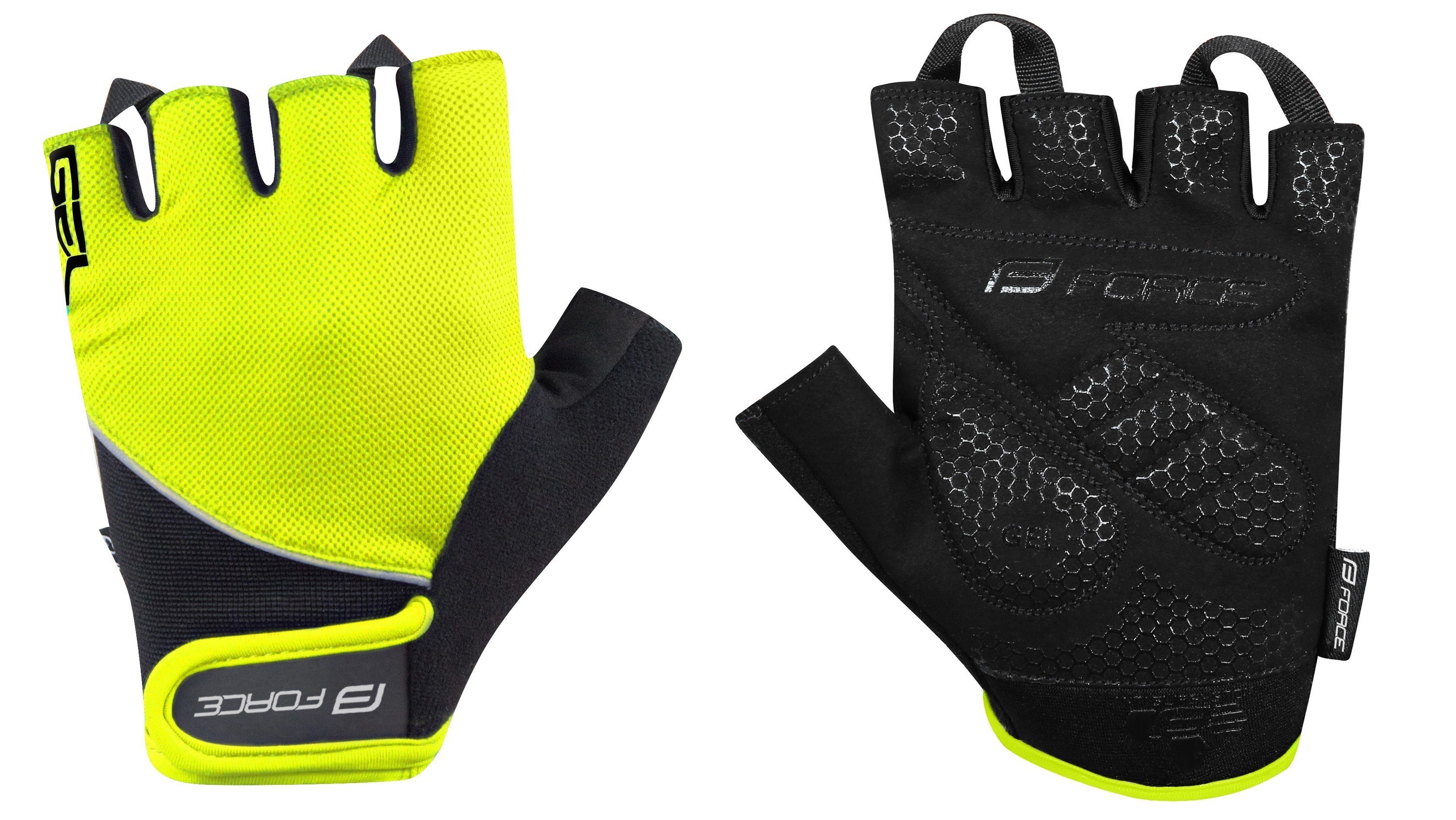 schwarz gelb Handschuhe GEL Fahrradhandschuhe FORCE FORCE