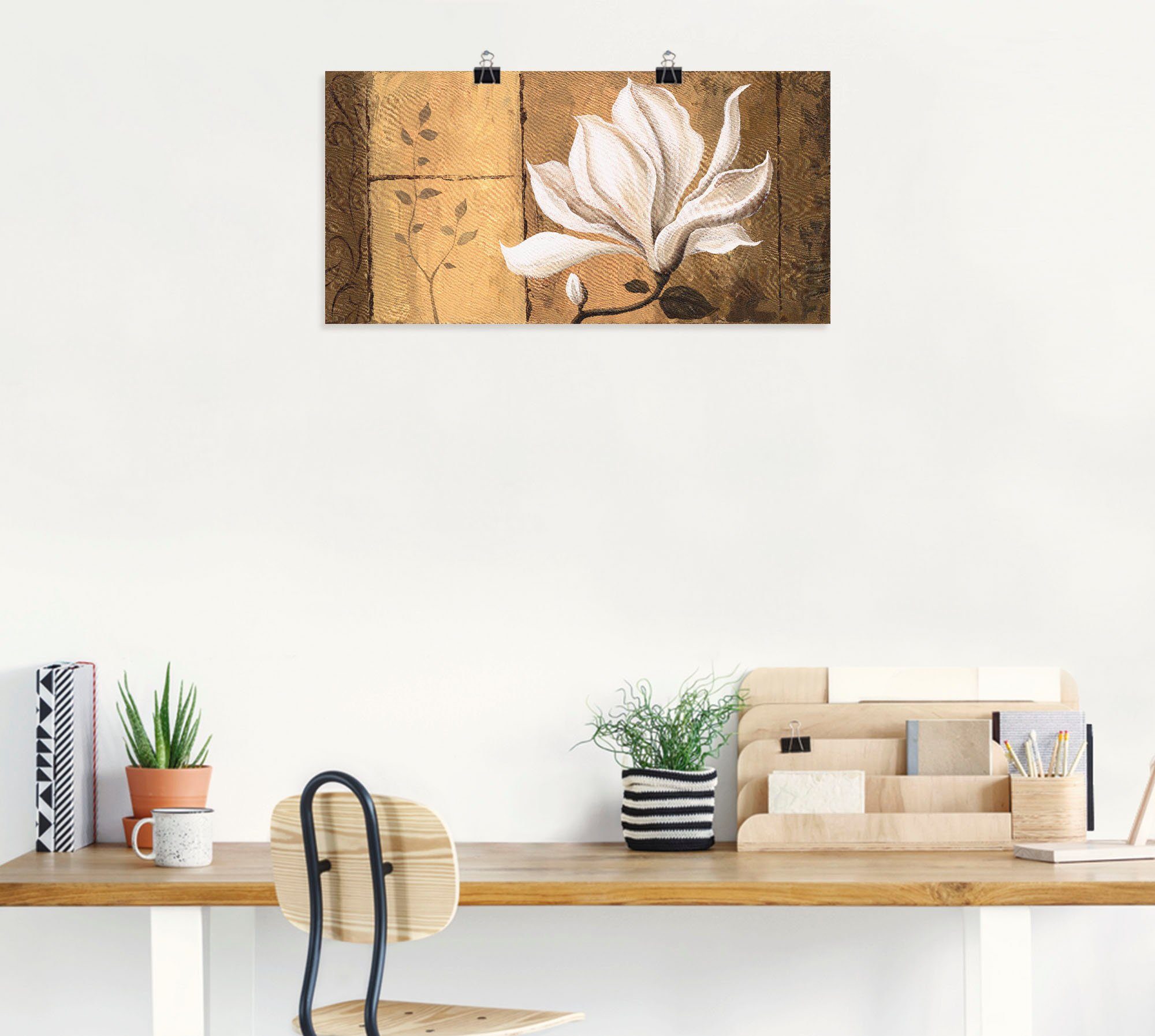als versch. Magnolie Artland oder Alubild, in Blumen (1 Poster Gold-Braun, Leinwandbild, Wandbild Wandaufkleber an Größen St),