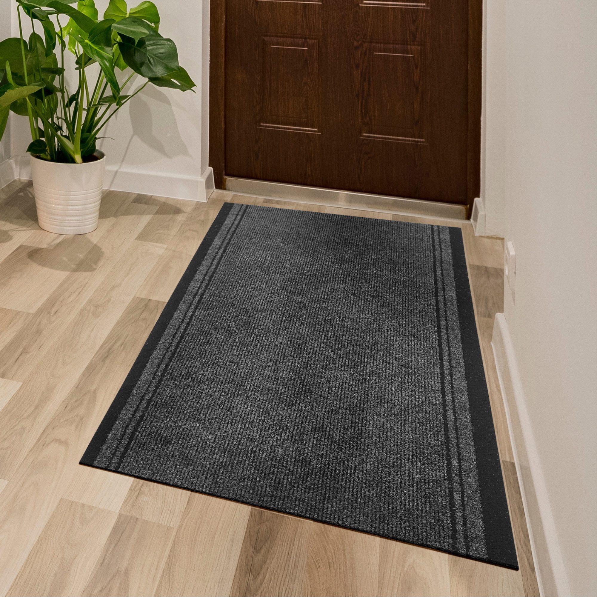 Andiamo Läufer Mitch, Made in Belgium, rechteckig, Höhe: 6 mm, Schmutzfangläufer, meliert, mit Bordüre, In- und Outdoor geeignet