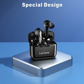 Lenovo QT82 mit Touch-Steuerung Bluetooth-Kopfhörer (True Wireless, Siri, Google Assistant, Bluetooth 5.0, kabellos, mit Touch-Steuerung und 400 mAh Kopfhörer-Ladehülle - Weiß)