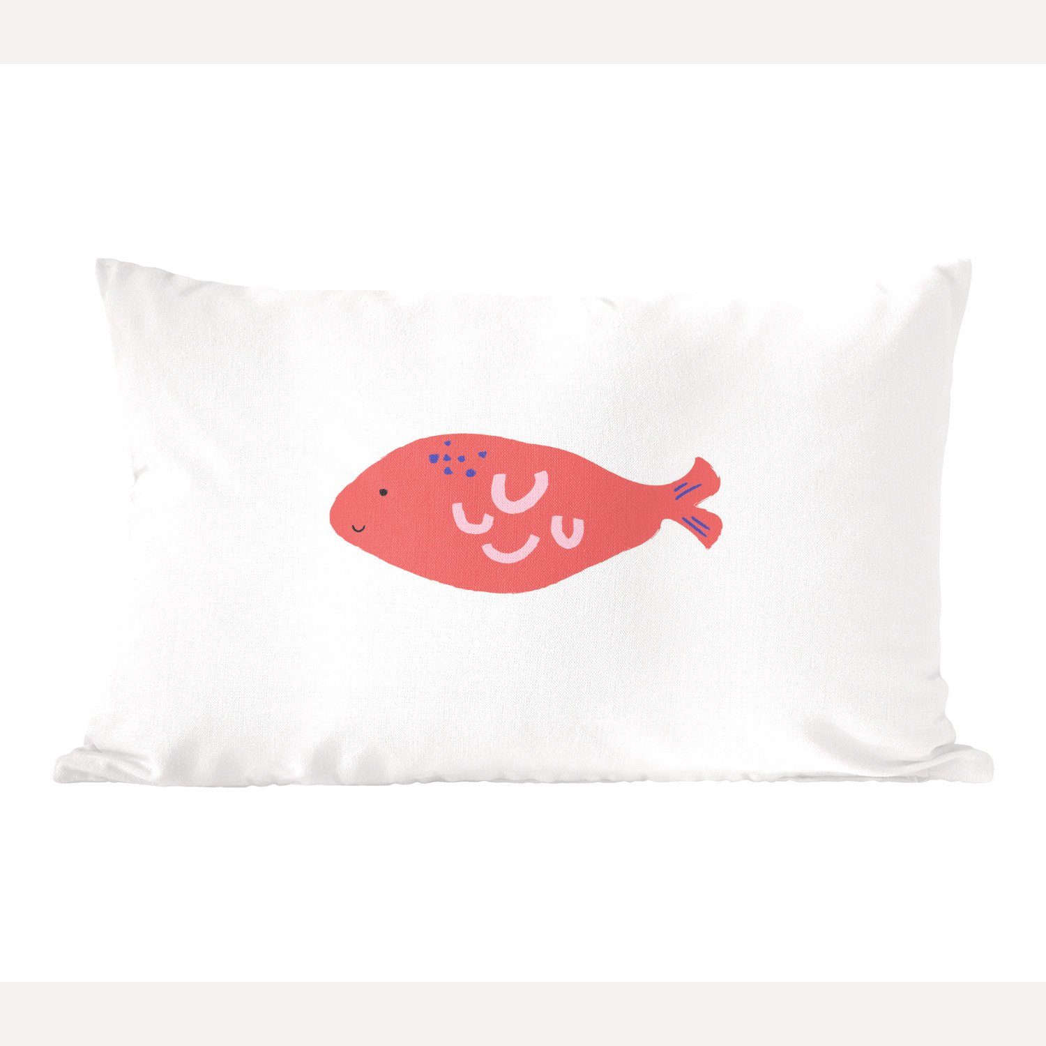 MuchoWow Dekokissen Fisch - Rosa - Pastell, Wohzimmer Dekoration, Zierkissen, Dekokissen mit Füllung, Schlafzimmer