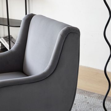 REDOM Sessel Loungesessel Polstersessel Freizeitsessel, mit Metallbeinarmlehne (Wohnzimmer-Freizeitsessel im modernen Stil, mit Metallbeinarmlehne), mit hoher Rückenlehne, Samtstuhl, Samtstuhl