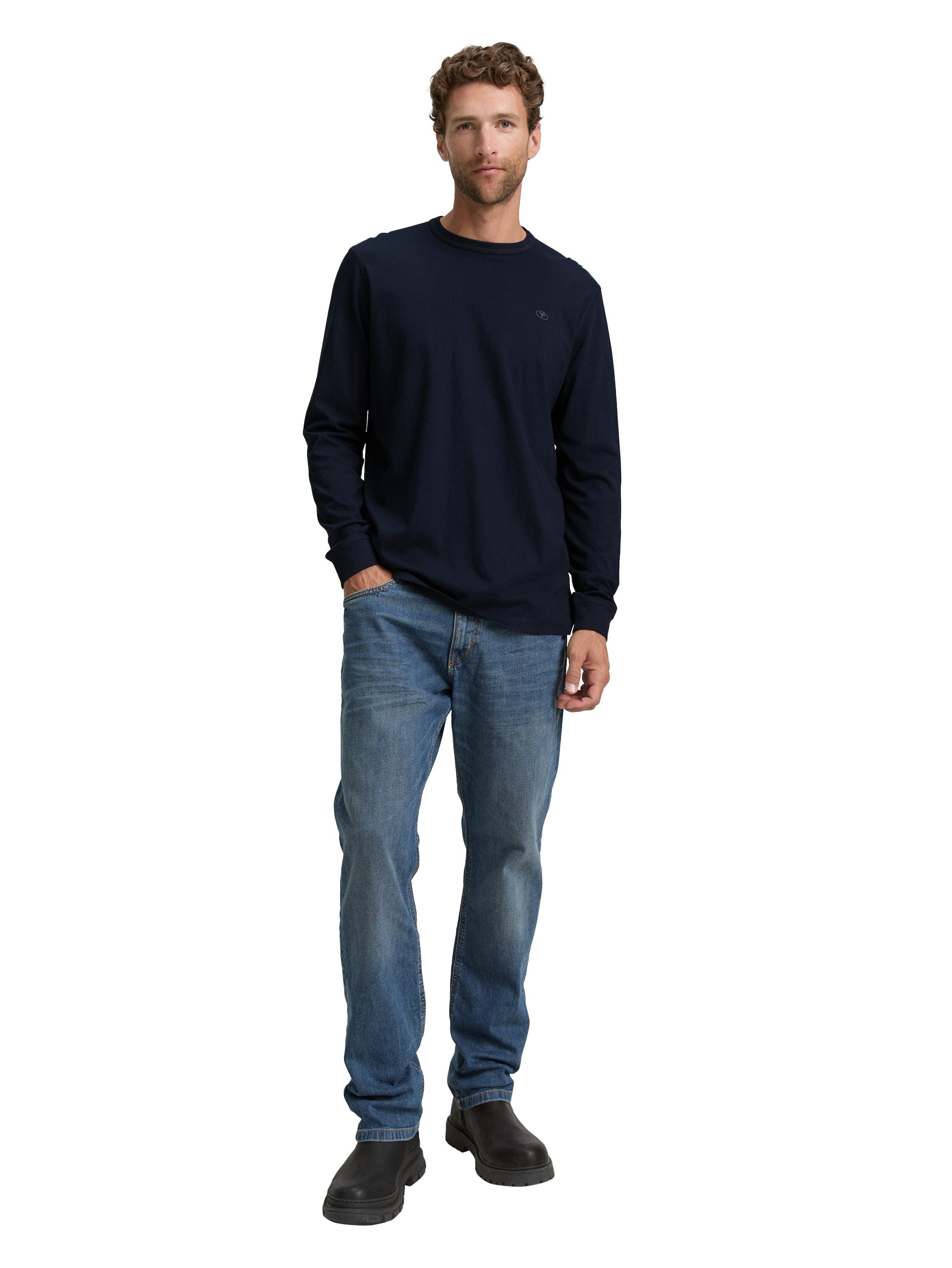 TOM TAILOR Langarmshirt mit Logo Stickerei