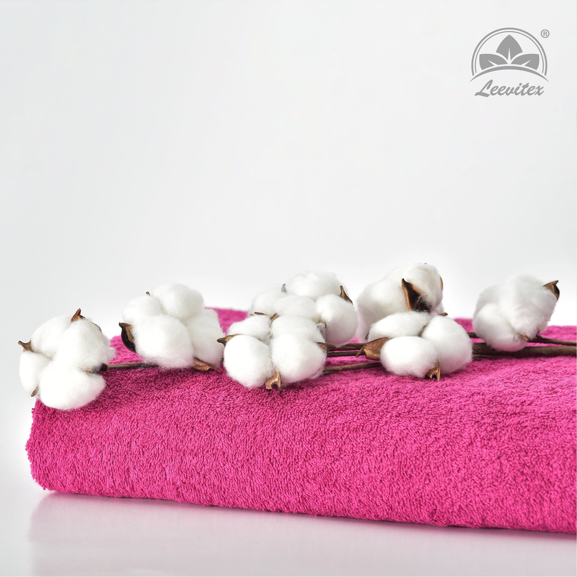 Magenta Set, Pink verarbeitet 4er x leevitex® hochwertig fusselfrei Handtuch / 100 & Frottee 50 cm,