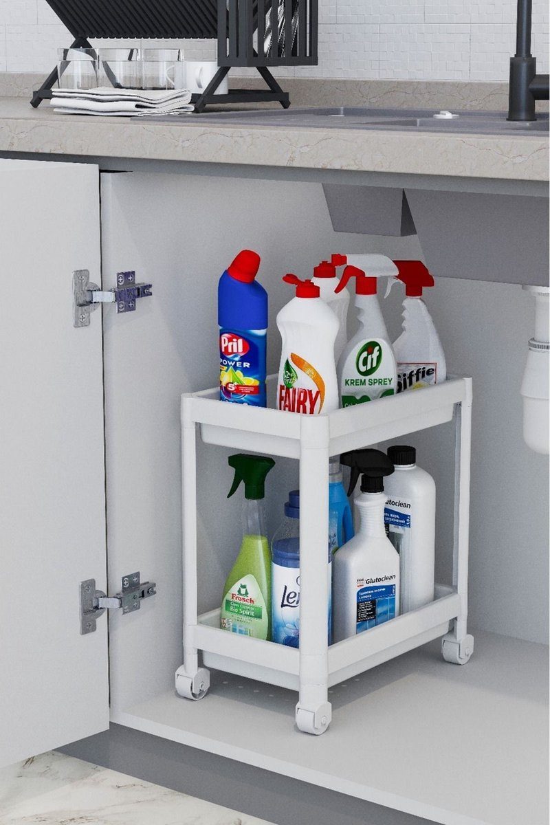 Luxury Bites Spülenunterschrank Flexibles Untertischregal mit Rollen, 2 Ebenen – Bild 5 von 5