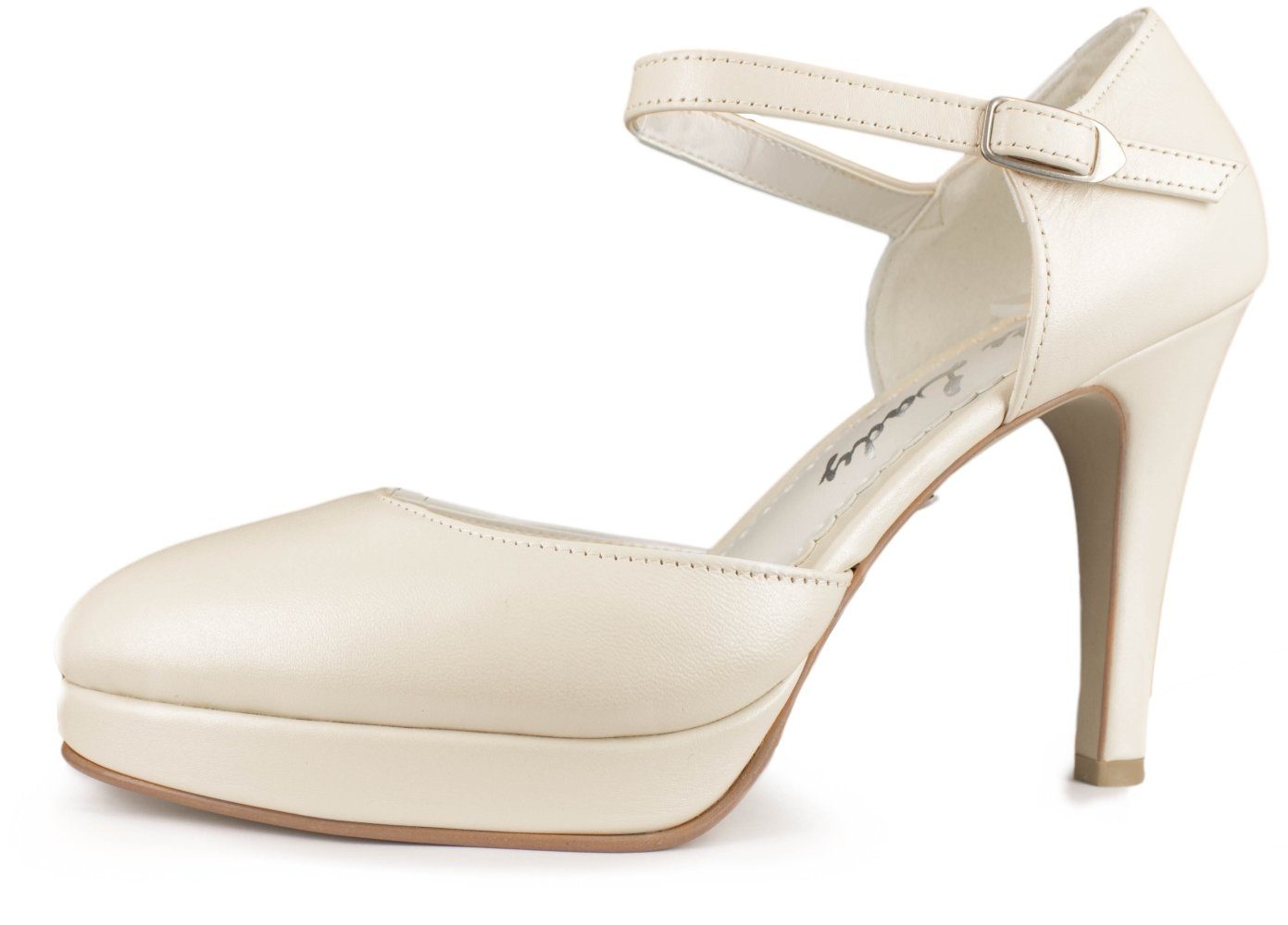 White Lady 277 offwhite Leder - Plateau Brautschuhe Slingpumps