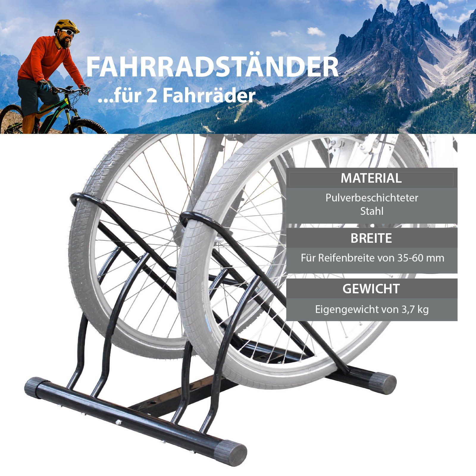 TRUTZHOLM Fahrradständer Fahrradständer für 2 Fahrräder DUO Räder Fahrrad Ständer Rad Twin (Produkt, 1-St), Standfestigkeit