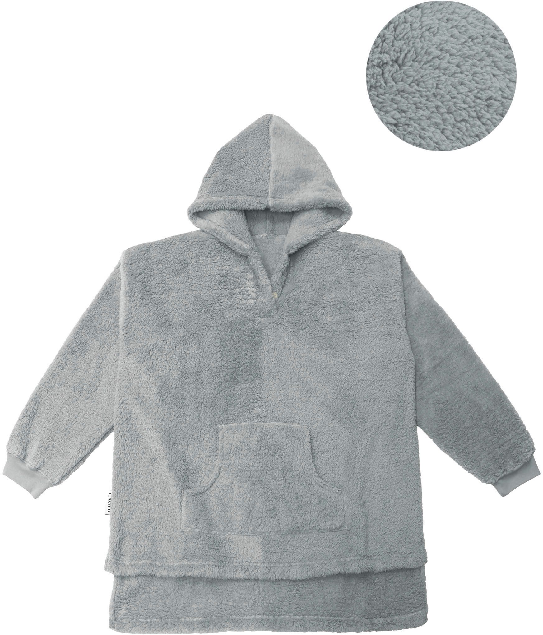 Castell - Markenbettwäsche Badeponcho Polar Bear, Kurzform, Kunstfaser, Kapuze, Knöpfe, Sherpa Teddy Fleece Hoodie, Kuschelhoodie, Kuscheldecke, weich+wärmend