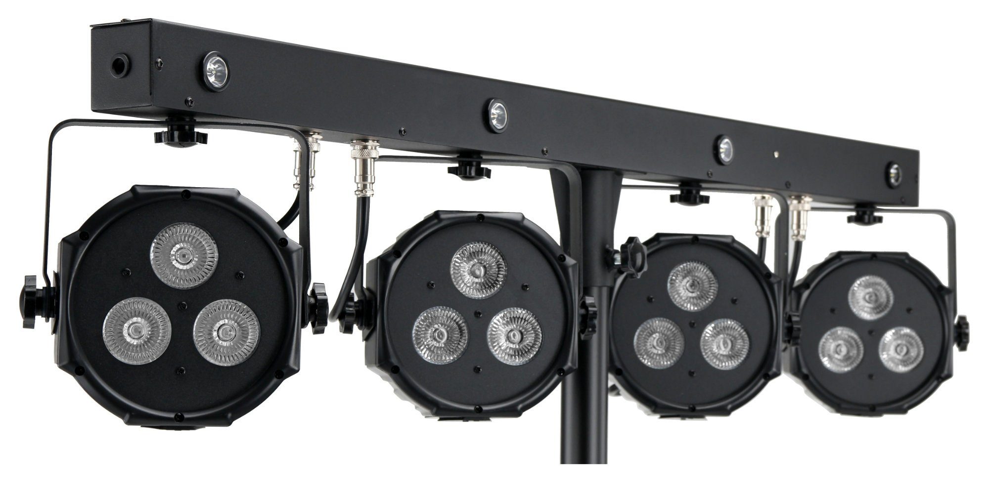 Showlite Lichtanlage LB-4390 Stativ, mit Licht T-Bar, Komplettanlage Taschen Wireless LED RGB, Fußschalter