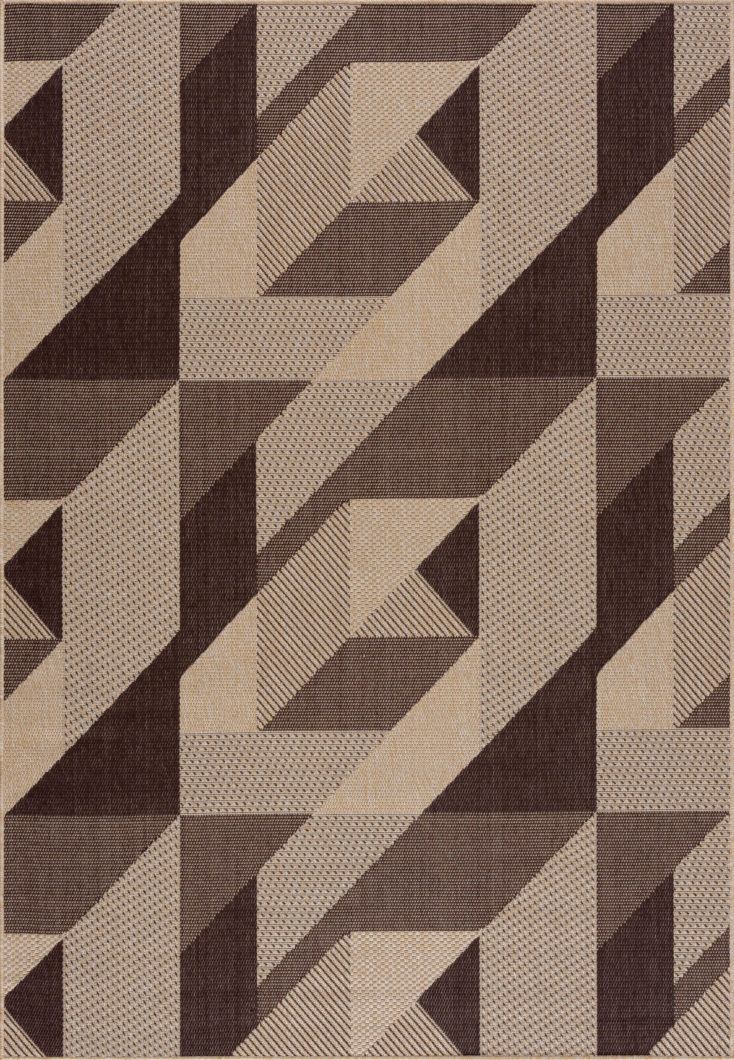 rechteckig, Muster, und 7 geometrischem Teppich mm, schmutzabweisend, Höhe: affaire, Home geeignet Borfin, mit In- Outdoor