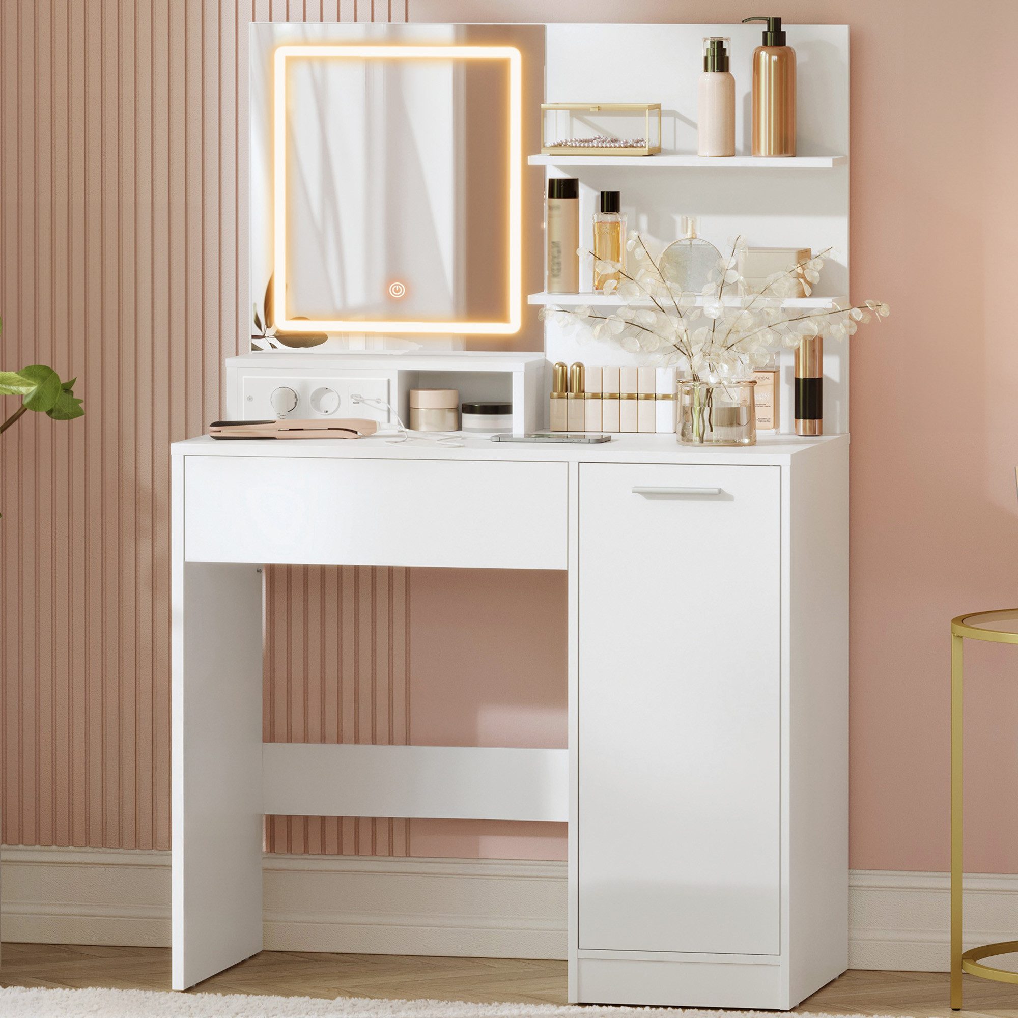 VASAGLE Schminktisch Frisiertisch, Kosmetiktisch, Schublade und offene Abla günstig online kaufen
