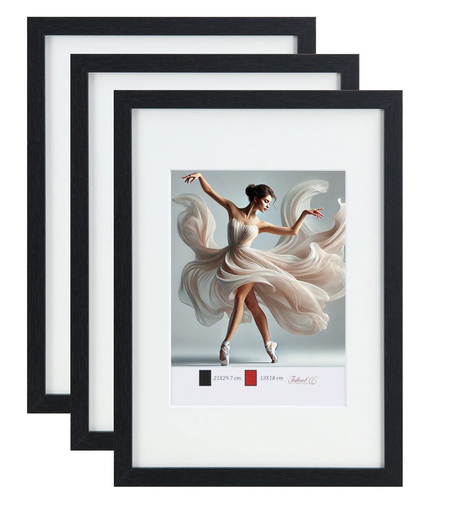 Bilderrahmen Set 	Holzbilderrahmen mit Passepartout Elegantes Design Foto Rahmen C