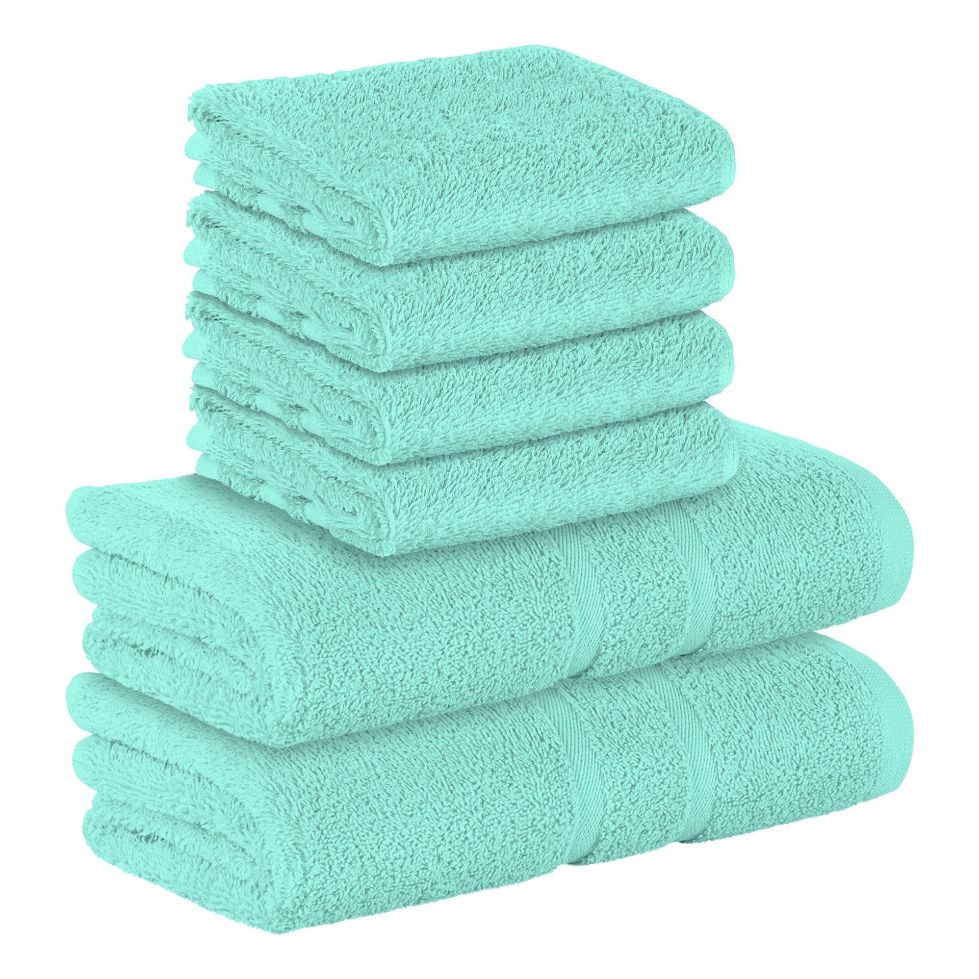 StickandShine Handtuch Set 4x Gästehandtuch 2x Handtücher als SET in verschiedenen Farben (6 Teilig) 100% Baumwolle 500 GSM Frottee 6er Handtuch Pack, (Sparset), 100% Baumwolle 500 GSM Mint