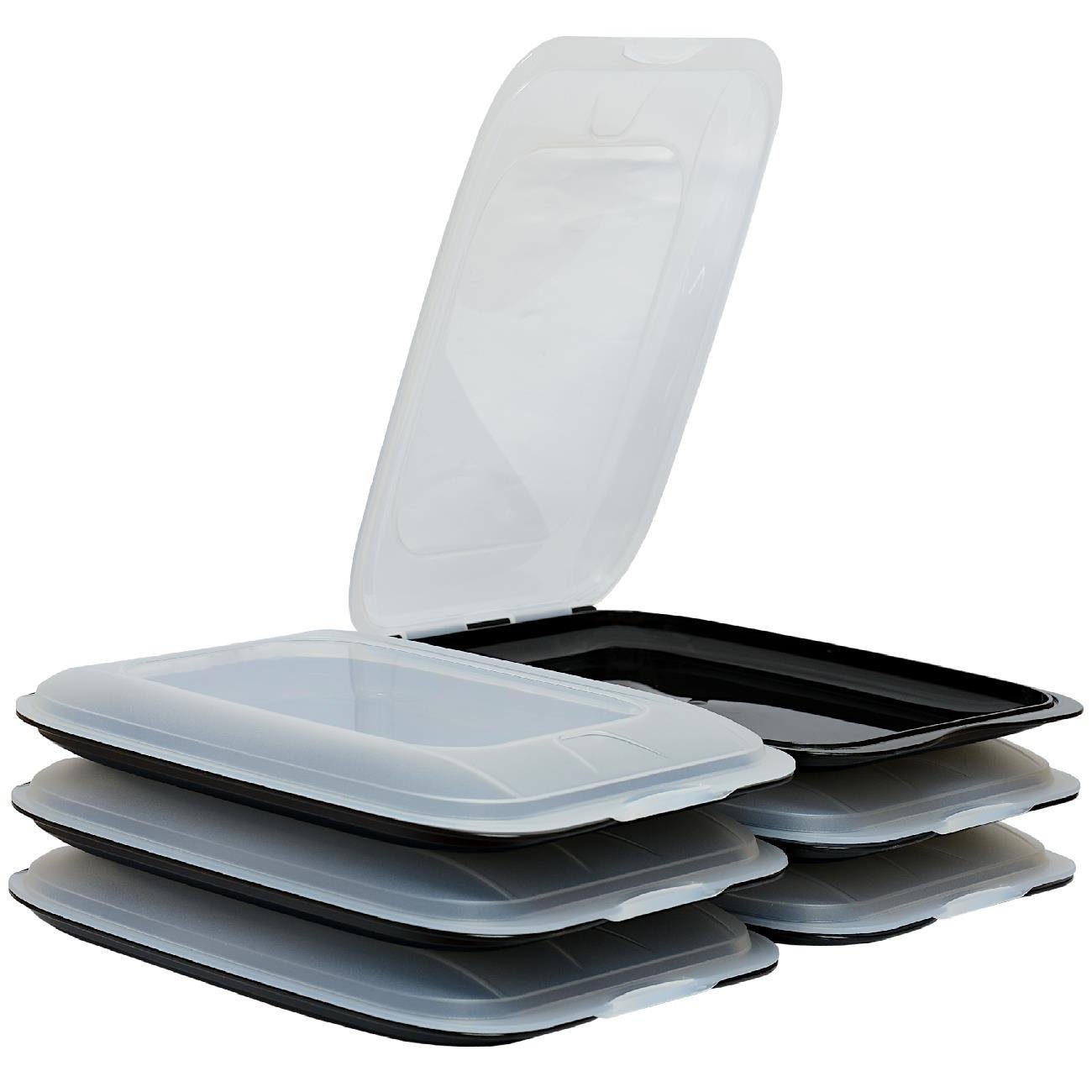 Engelland Frischhaltedose Aufschnittdosen, Kühlschrankbox, Kunststoff, (Vorteils-Set, 6-tlg., mit transparentem Deckel), stapelbar, platzsparend, Ordnung im Kühlschrank, Organizer, Stapelbox
