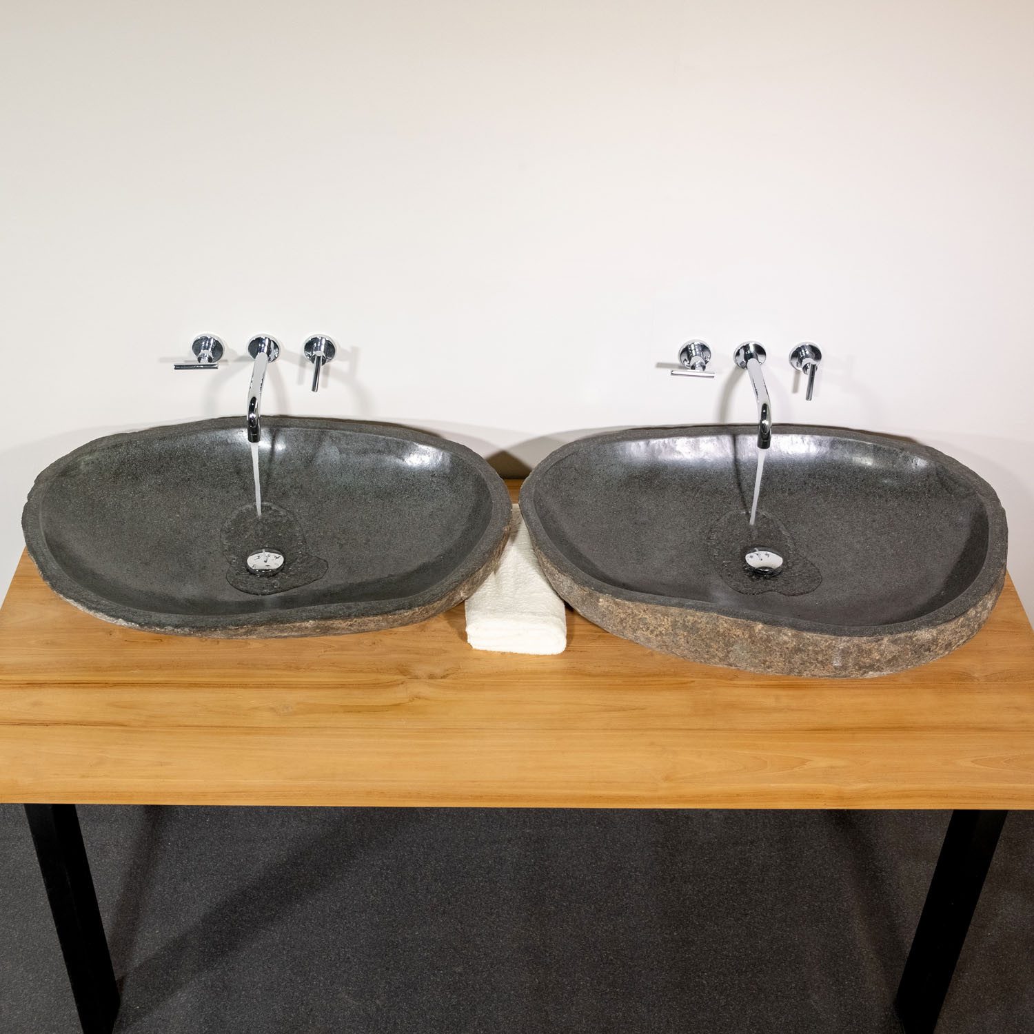 wohnfreuden Aufsatzwaschbecken Naturstein Zwilling Doppelwaschbecken ca. 80 cm (Kein Set), 126015