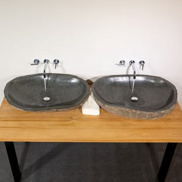 wohnfreuden Aufsatzwaschbecken Naturstein Zwillings-Waschbecken ca 80 cm (Kein Set), 126015