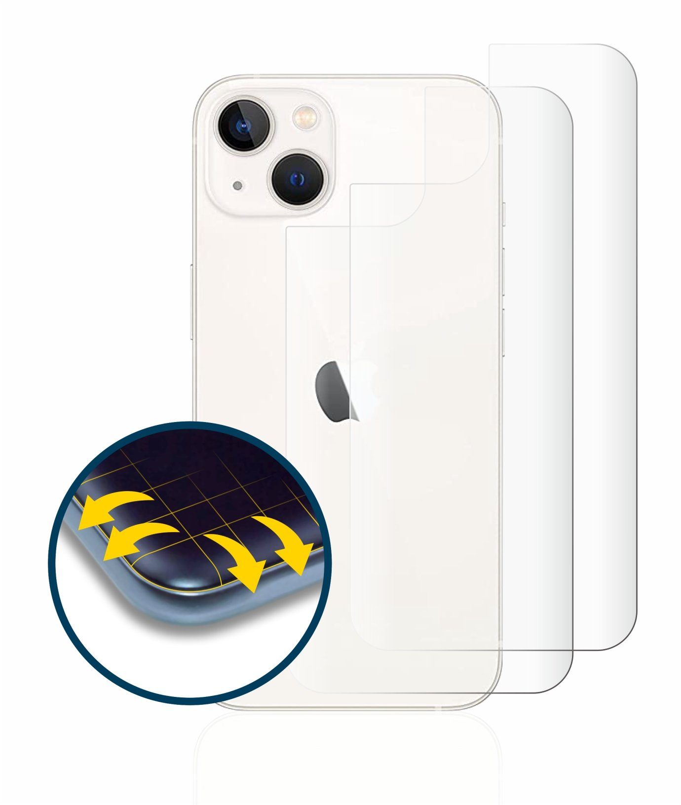 BROTECT Full-Cover Schutzfolie für Apple iPhone 13 (Rückseite),  Displayschutzfolie, 2 Stück, 3D Curved klar