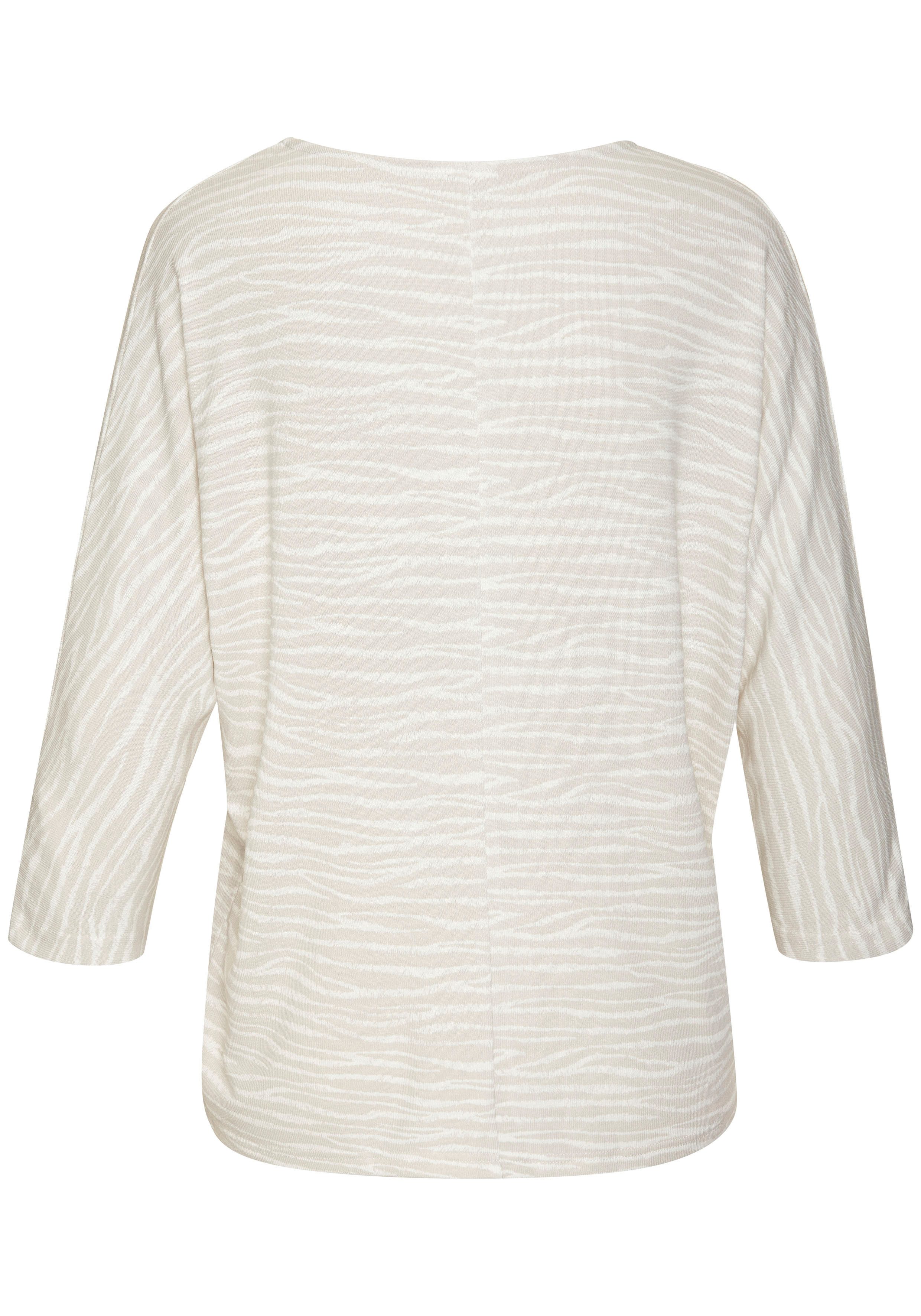 LASCANA 3/4-Arm-Shirt mit modischem Zebra-Muster aus luftigem Viskose-Strick