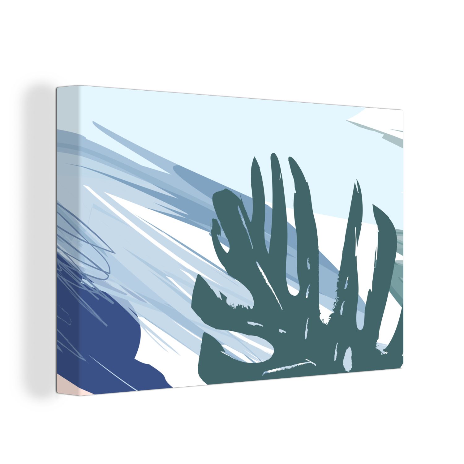 30x20 Leinwandbilder, (1 Wandbild Wanddeko, Sommer - - OneMillionCanvasses® Aufhängefertig, Leinwandbild cm Laub Blau, St),