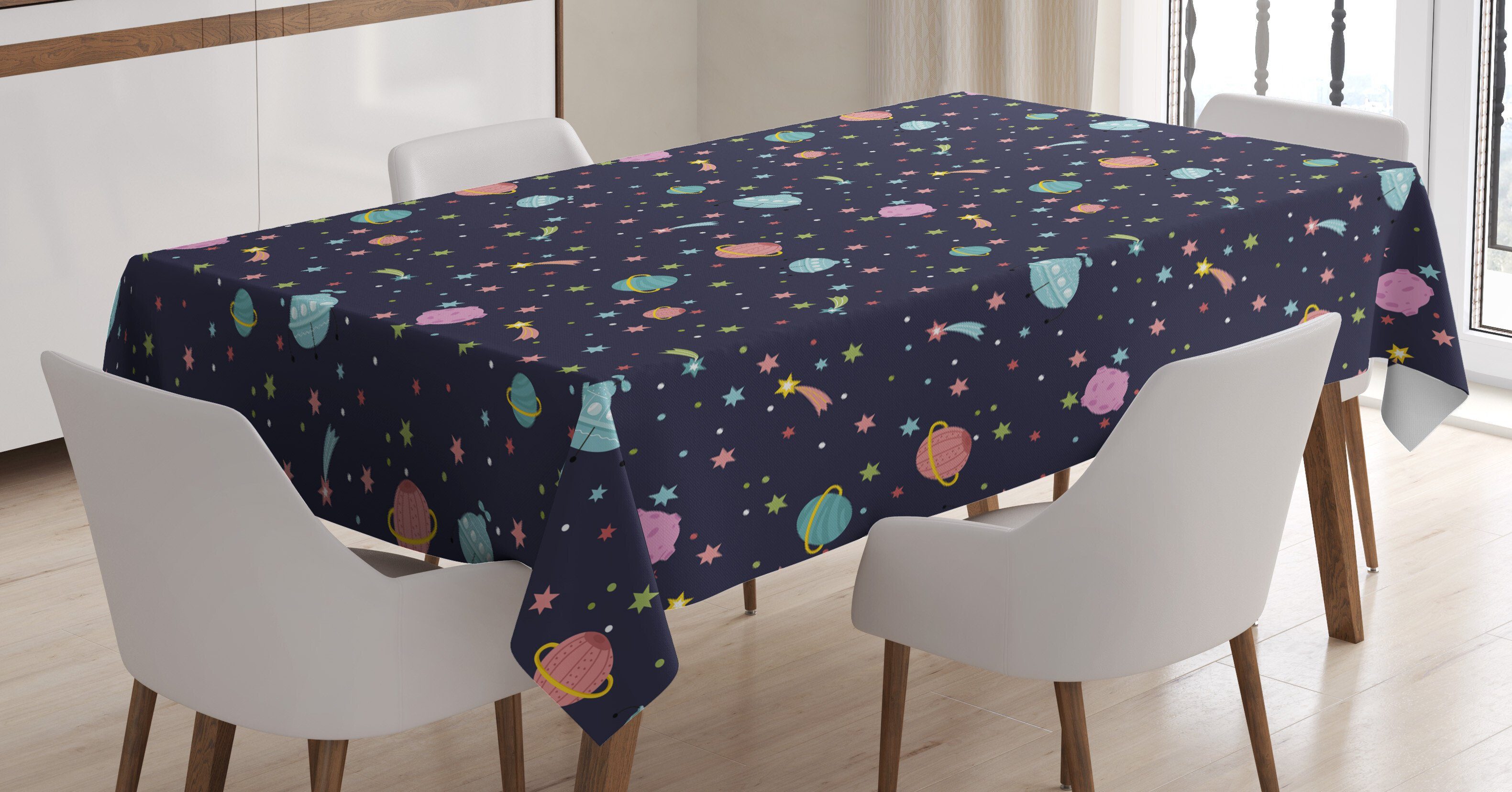 Abakuhaus Tischdecke Farbfest Waschbar Für den Außen Bereich geeignet Klare Farben, Platz Alien-Planeten Asteroid