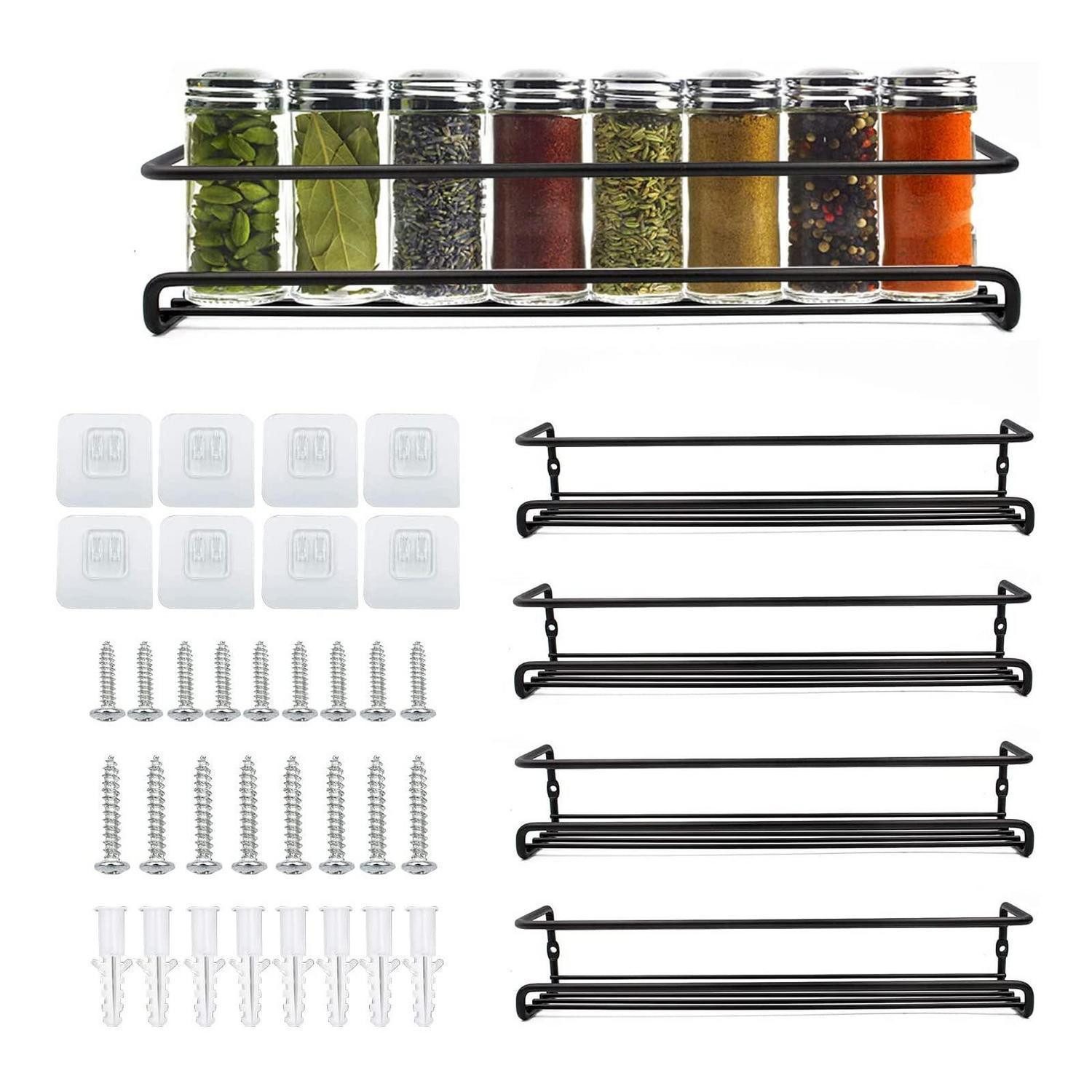 LuxusKollektion Gewürzregal Gewürzregal 4er Set Wandmontage Kleber Schraube, 4-tlg.