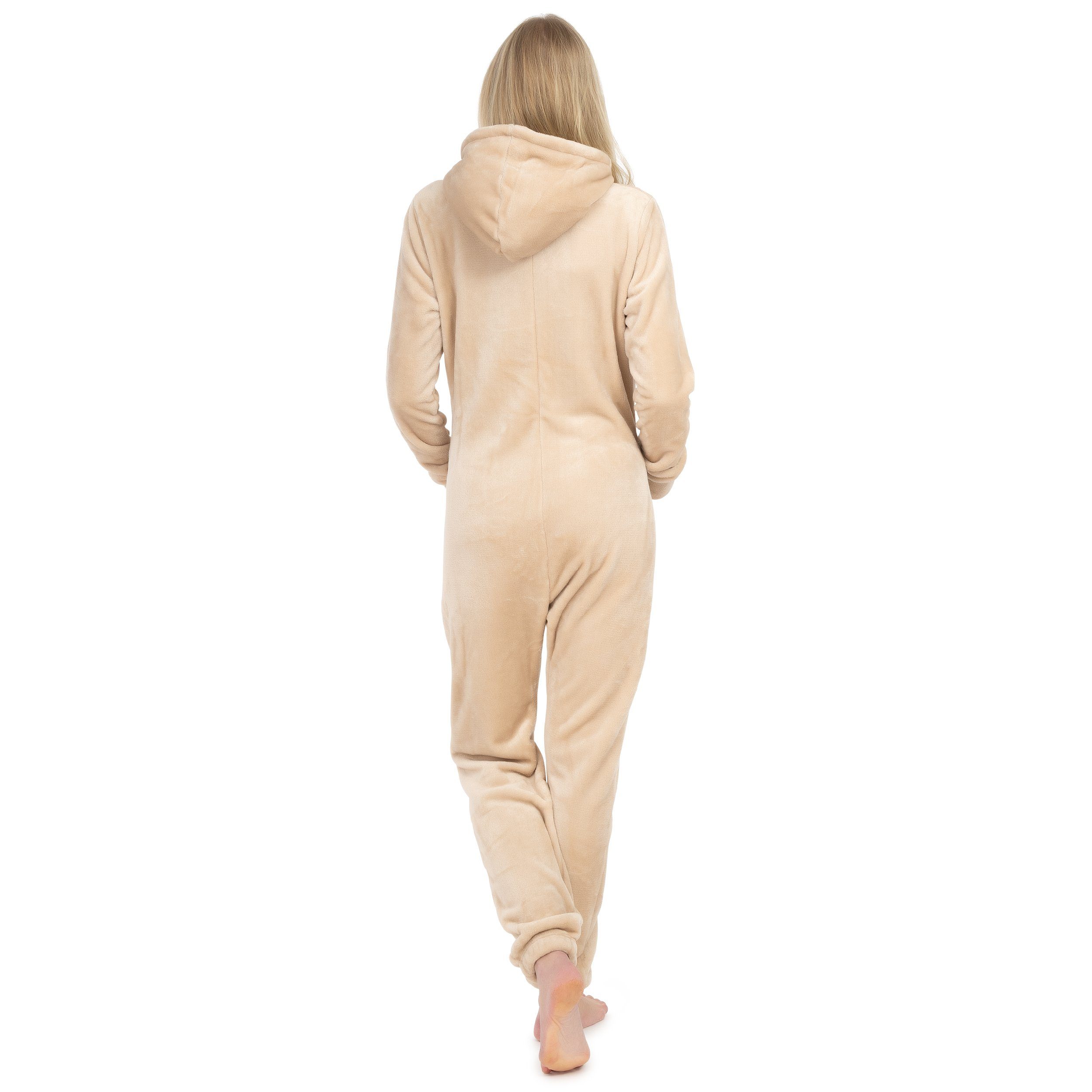 Basisstoff Jumpsuit Kitten Damen Jumpsuit Teddy Fleece Einteiler Overall