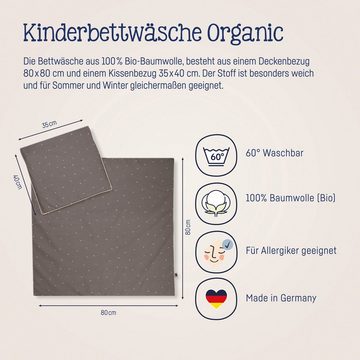 Kinderbettwäsche Baby- und Kinderbettwäsche aus 100% Bio-Baumwolle, Julius Zöllner, Linon, 2 teilig, erhältlich in den Größen 80x80+35x40cm und 100x135+40x60cm