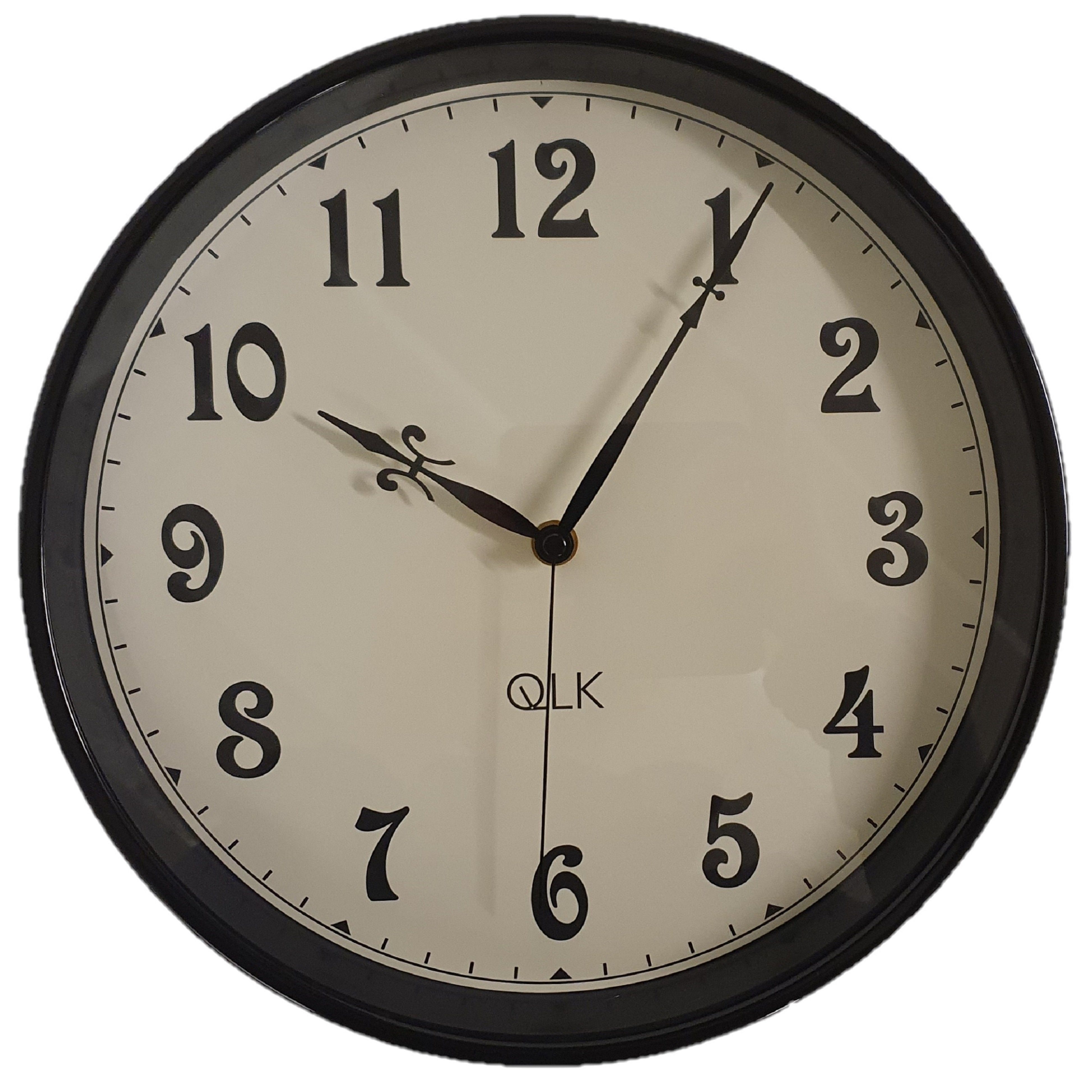 QLT Wanduhr Wanduhr Vintage Uhr Lilia Metallgehäuse 30cm schwarz geräuscharm creme (analog 30 cm)