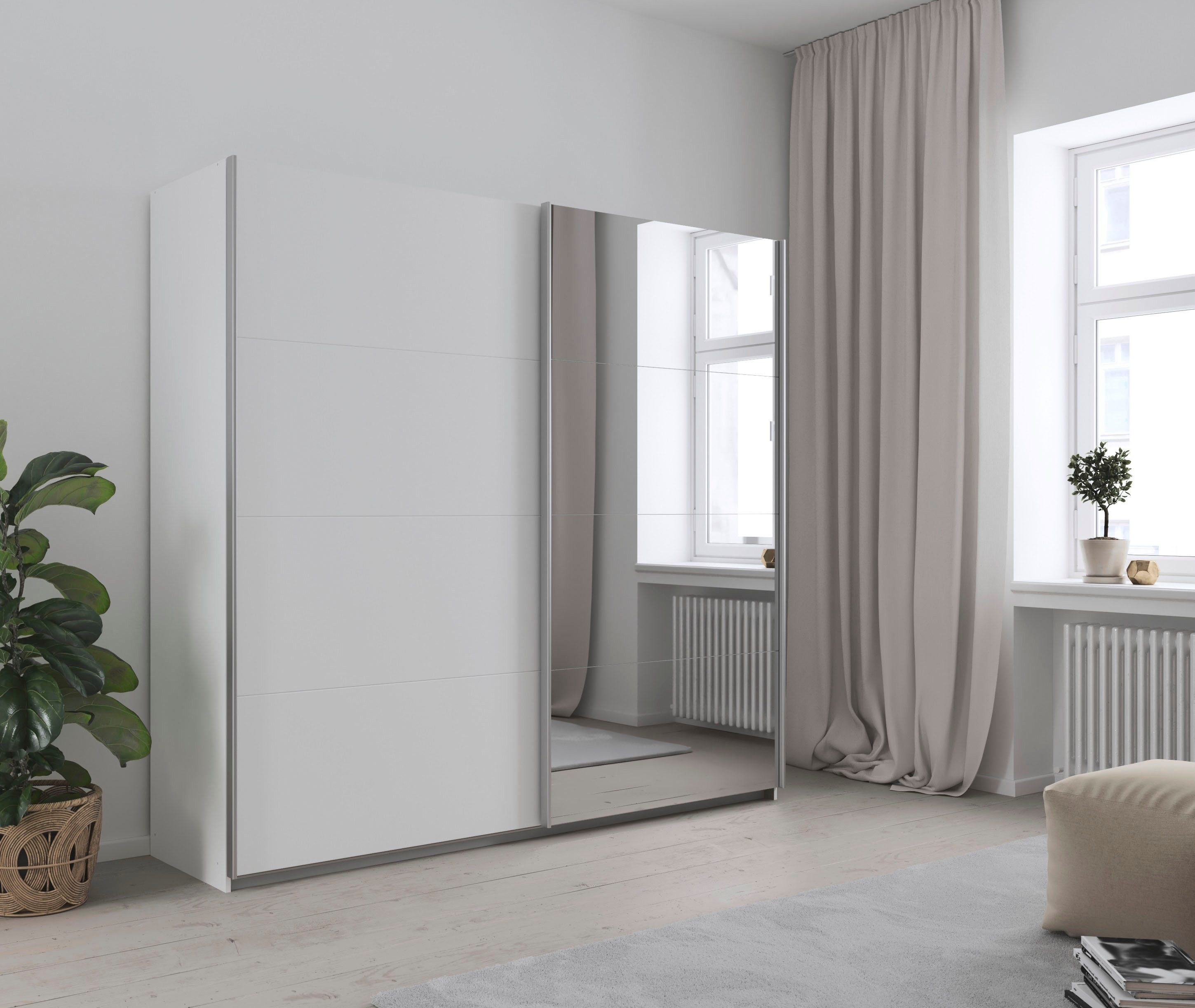 OTTO home Schwebetürenschrank Kleiderschrank Schrank Garderobe Schlafzimmerschrank THANOS (3 verschiedene Ausstattungen BASIC/CLASSIC/PREMIUM (inkl. SOFT-CLOSE) Optional mit Spiegel, Metall-Griffleisten alufarben MADE IN GERMANY
