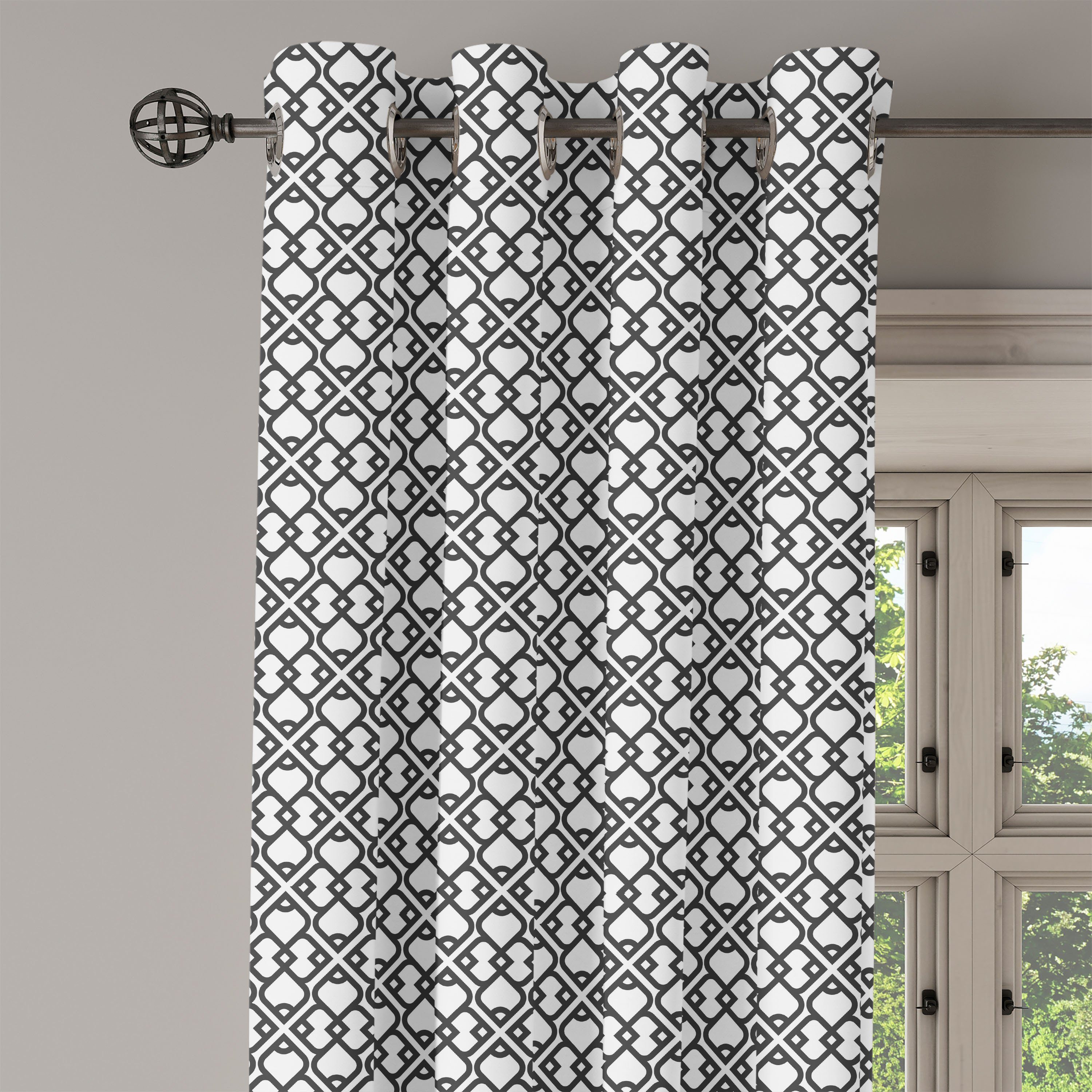 Gardine Dekorative 2-Panel-Fenstervorhänge Schlafzimmer Osten Arabeske Naher Abakuhaus, Wohnzimmer, für Effect