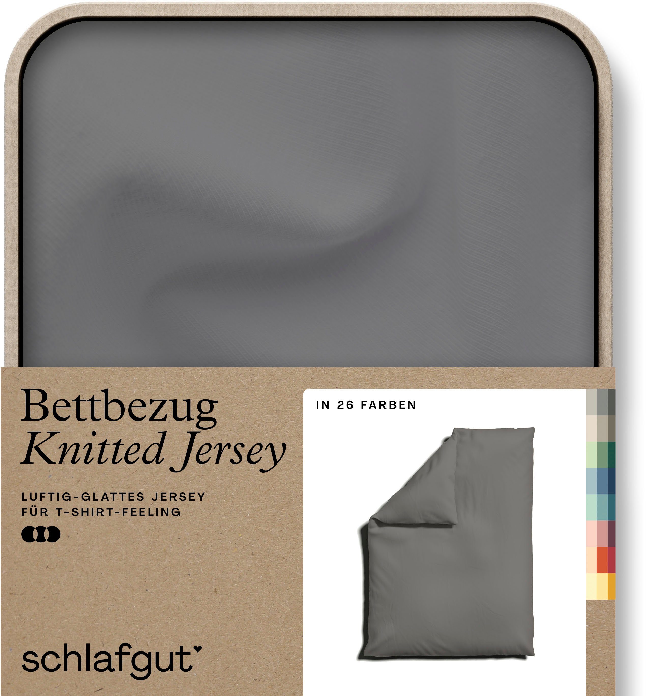 Bettbezug Knitted Jersey uni, aus Bio-Baumwolle mit Elasthan, Reißverschluss, Schlafgut (1 St), bügelfrei, Mix & Match Bettwäsche: passender Kissenbezug erhältlich