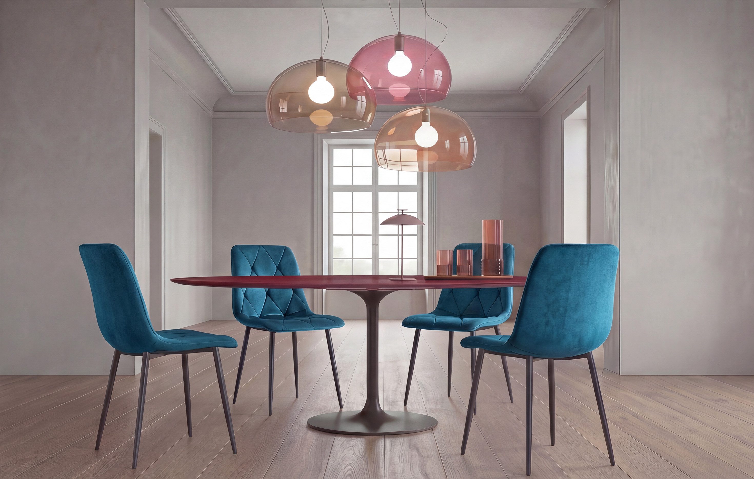B&D home 4-Fußstuhl VICKA (4er Set, 4 St), Samtstoff Polsterstuhl mit Steppung & Metallgestell