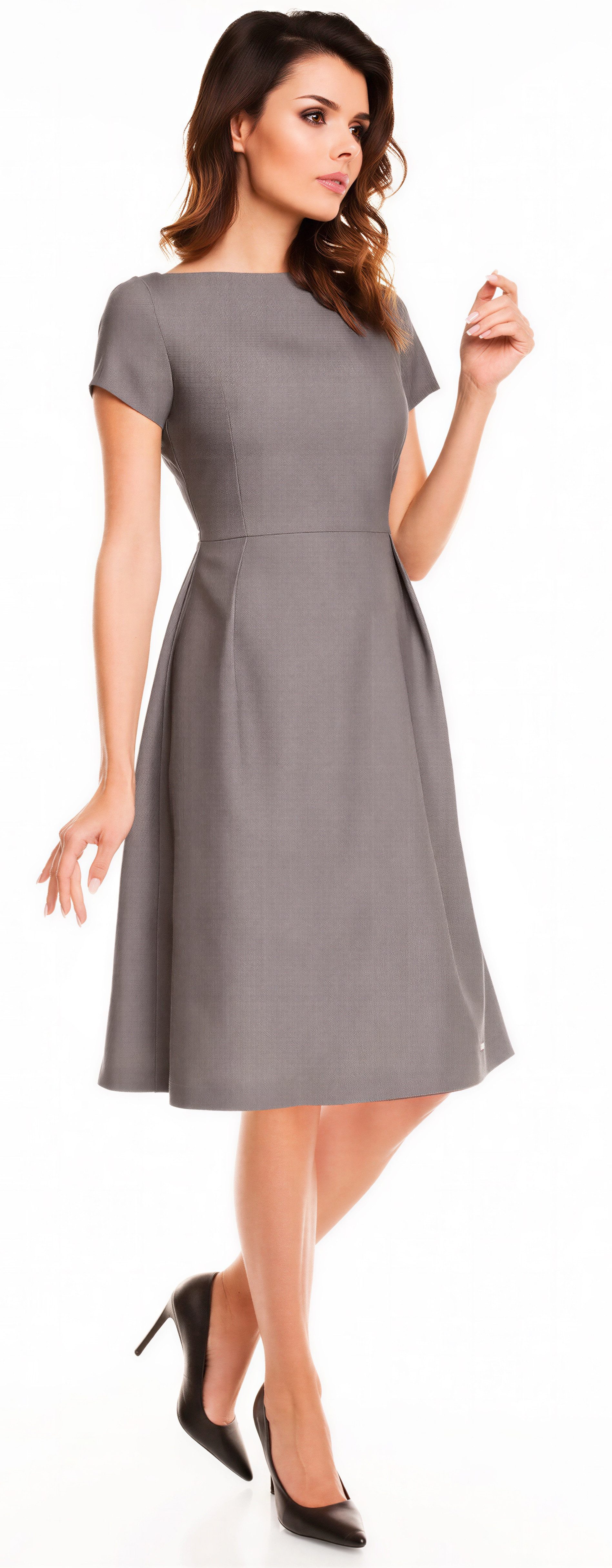 Awama Midikleid mit kurzen Ärmeln und ausgestelltem Rockteil