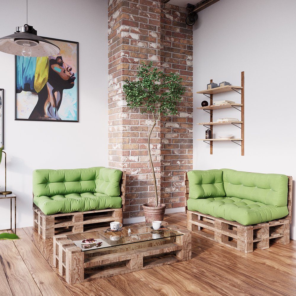 Vicco Palettenkissen Flocken, Grün, 60 x 20 cm