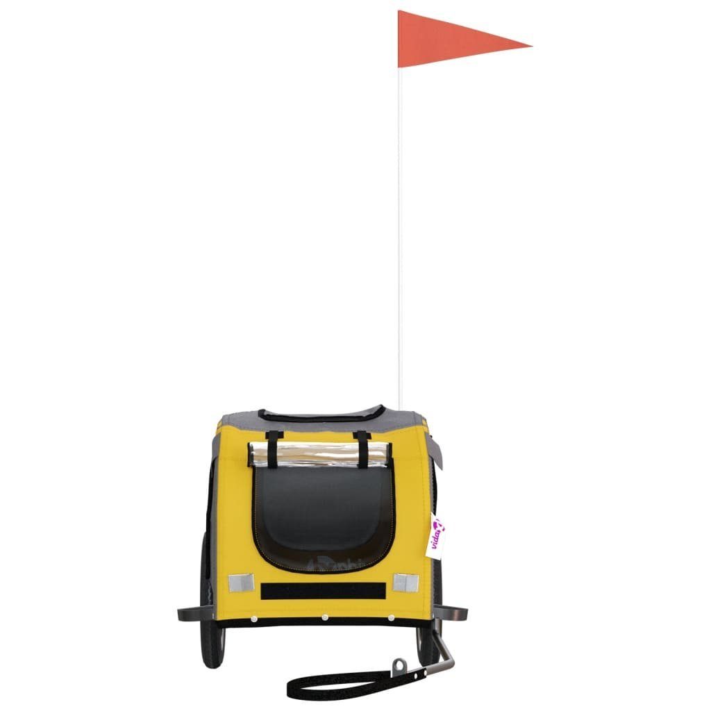vidaXL Bicycle Dog Trailer 30 kg Bicycle Trailer for Dogs Yellow and Grey Oxford Fabric and Iron