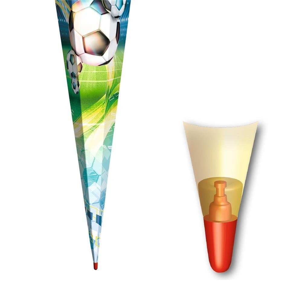 Roth Schultüte Fußball, 85 cm, eckig, mit weißem Tüllverschluss, Zuckertüte für Schulanfang – Bild 5 von 5