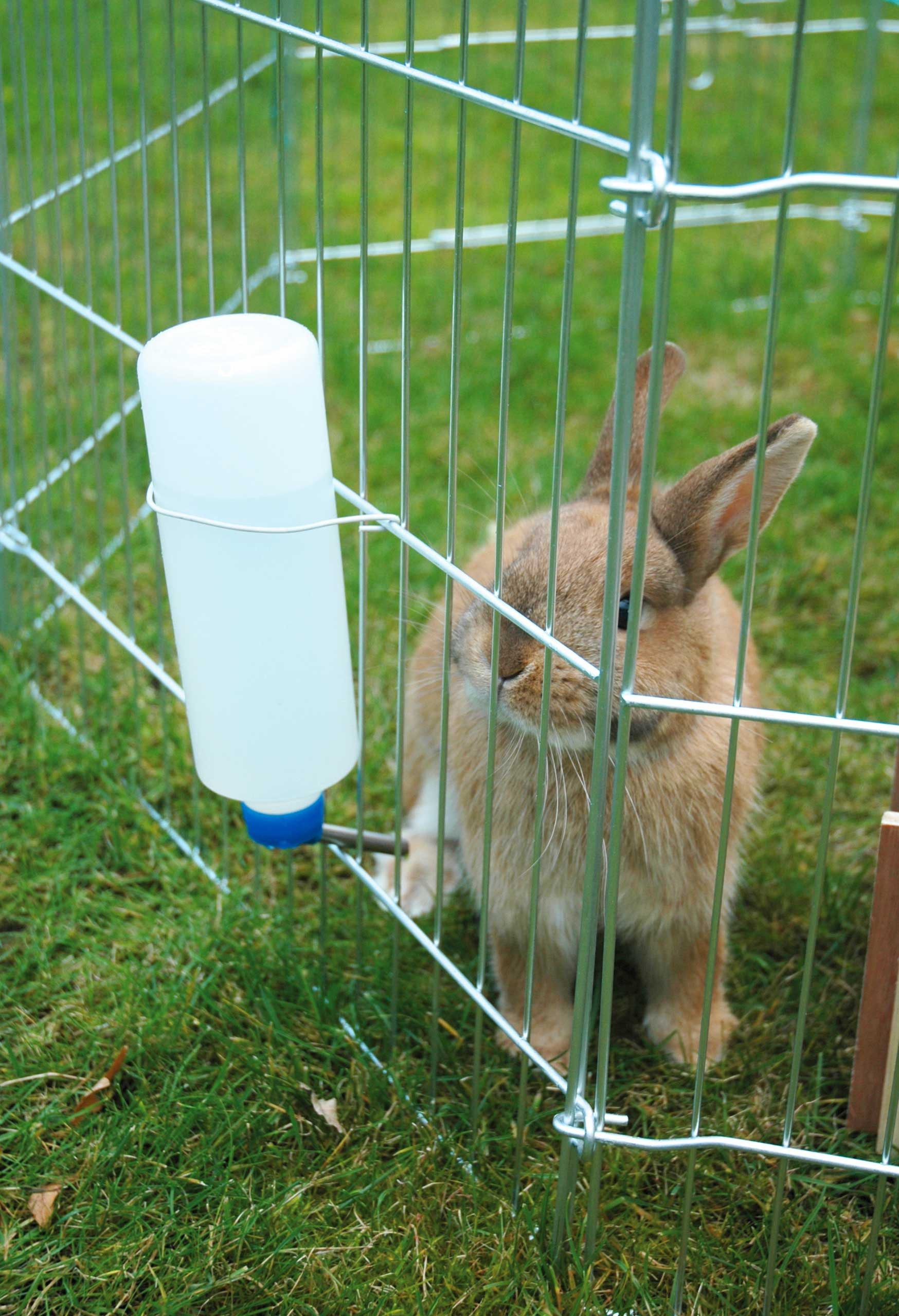 dobar Kleintierstall XL Kaninchengehege mit Tür, Nylon-Netz, Haus, Flasche